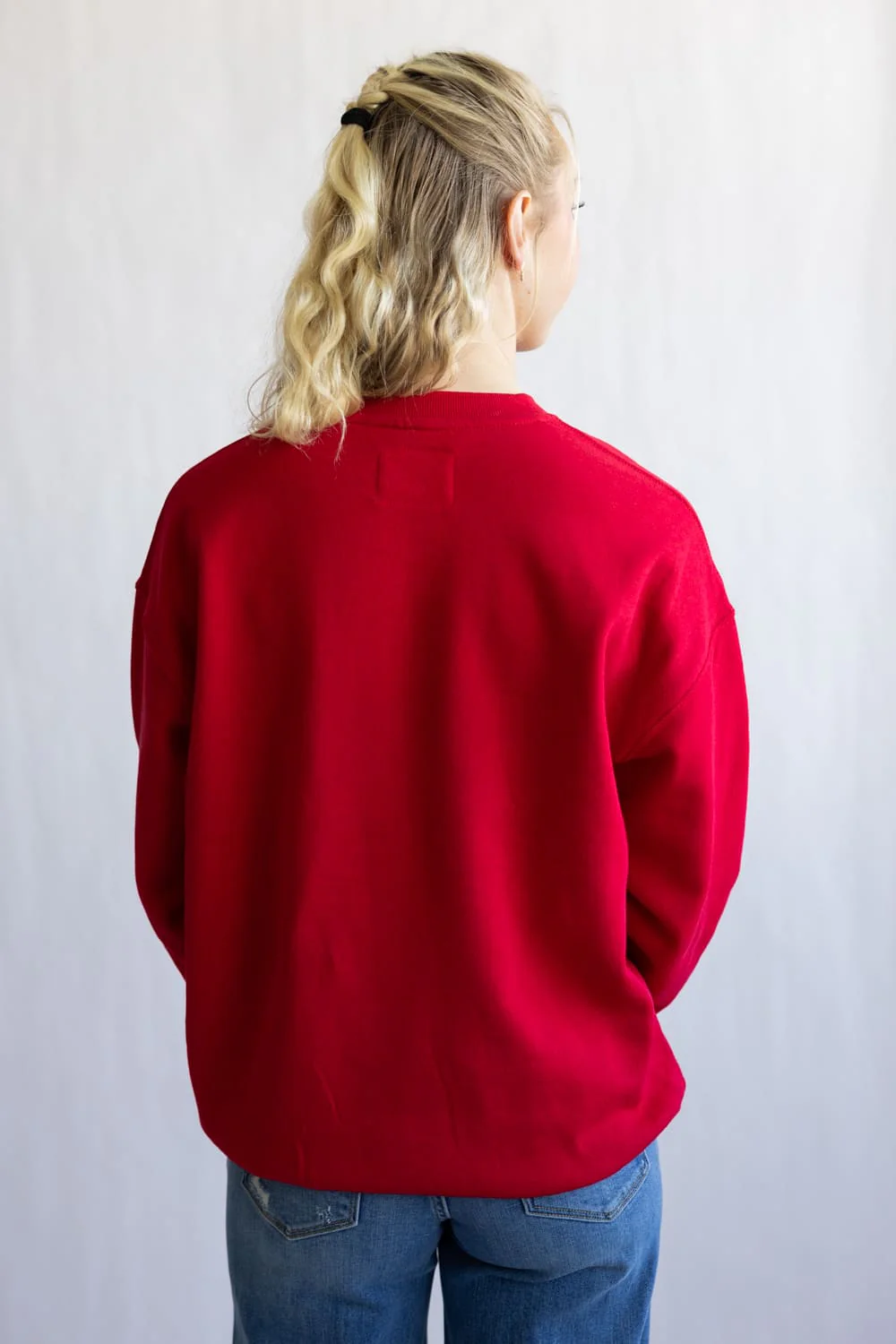 1897 Active Amour Embroidered Fleece Sweatshirt for Women in Red | GT718-RED - Image 4