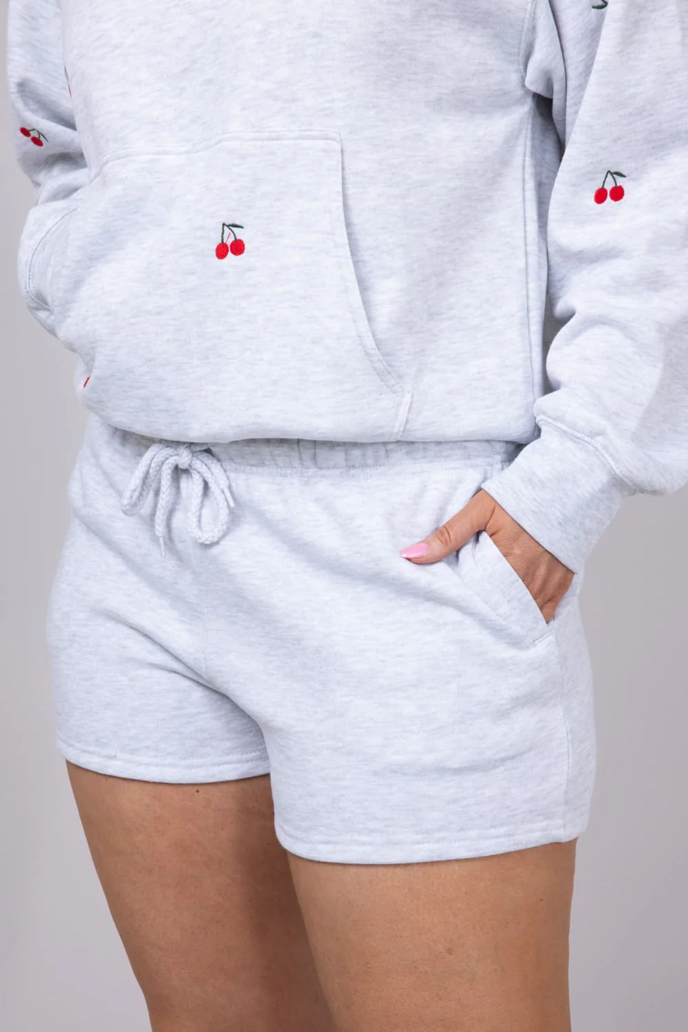 1897 Active Basic Fleece Shorts for Women in Ice Grey | H420-ICEGREY - Image 3