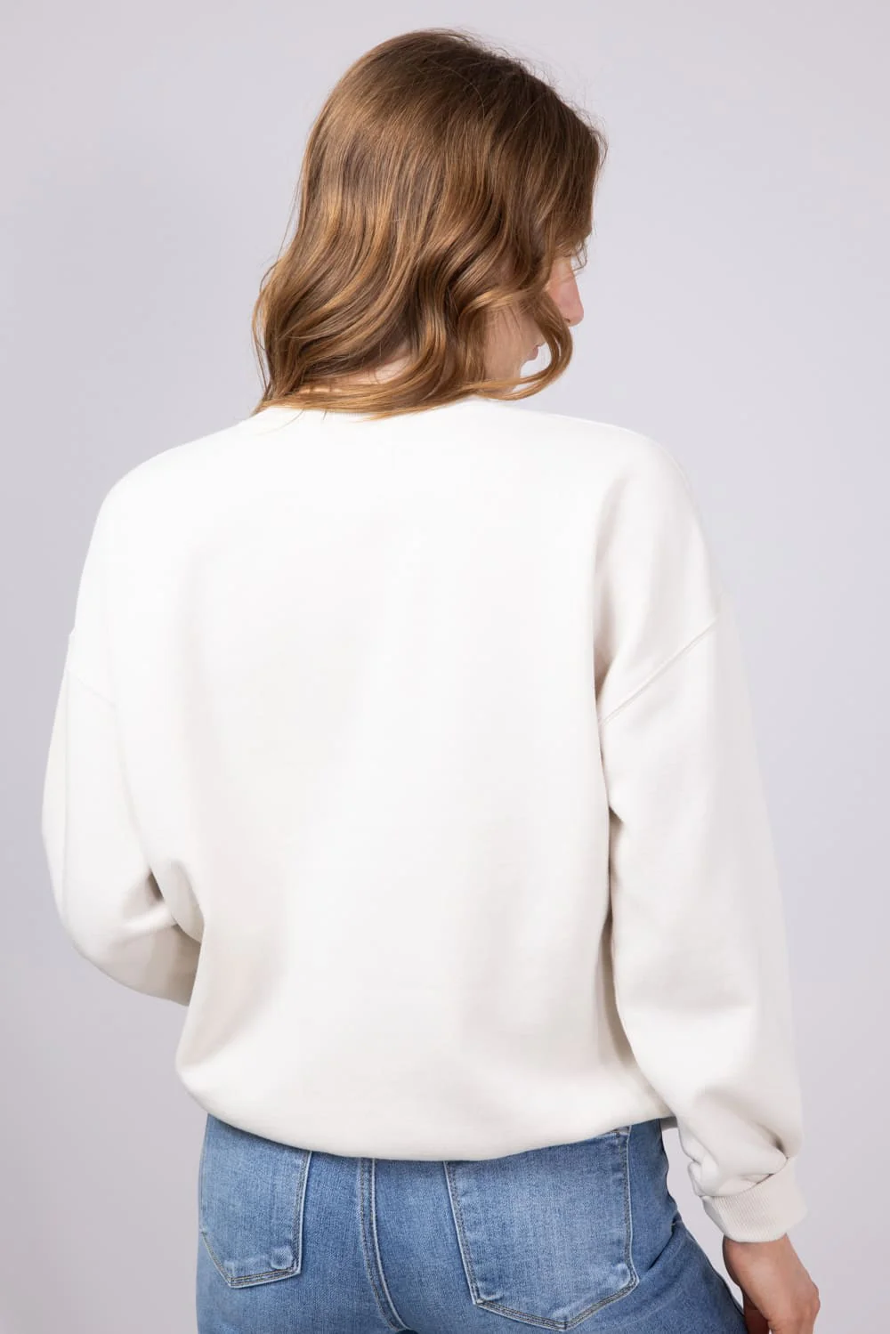 1897 Active Chenille Patch Game Day Sweatshirt for Women in Beige | GT809-BEIGE - Image 3