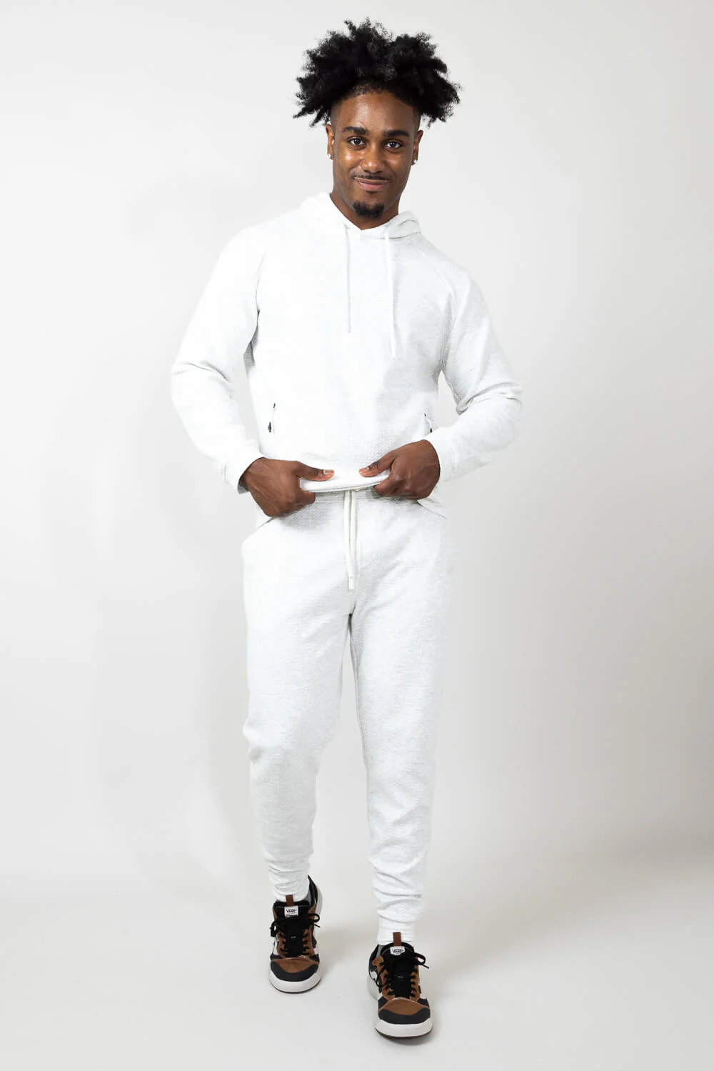 1897 Active Diamond Stretch Joggers for Men in Oatmeal | MP922-OATMEAL - Image 3
