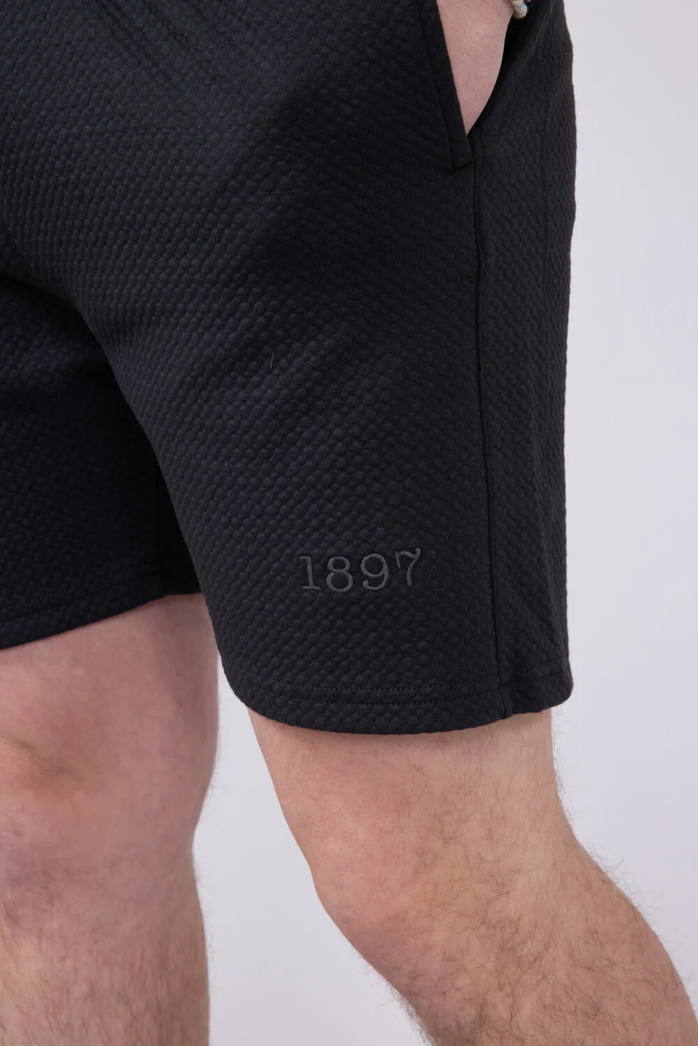 1897 Active Diamond Stretch Shorts for Men in Charcoal | MP923-CHARCOAL - Image 3