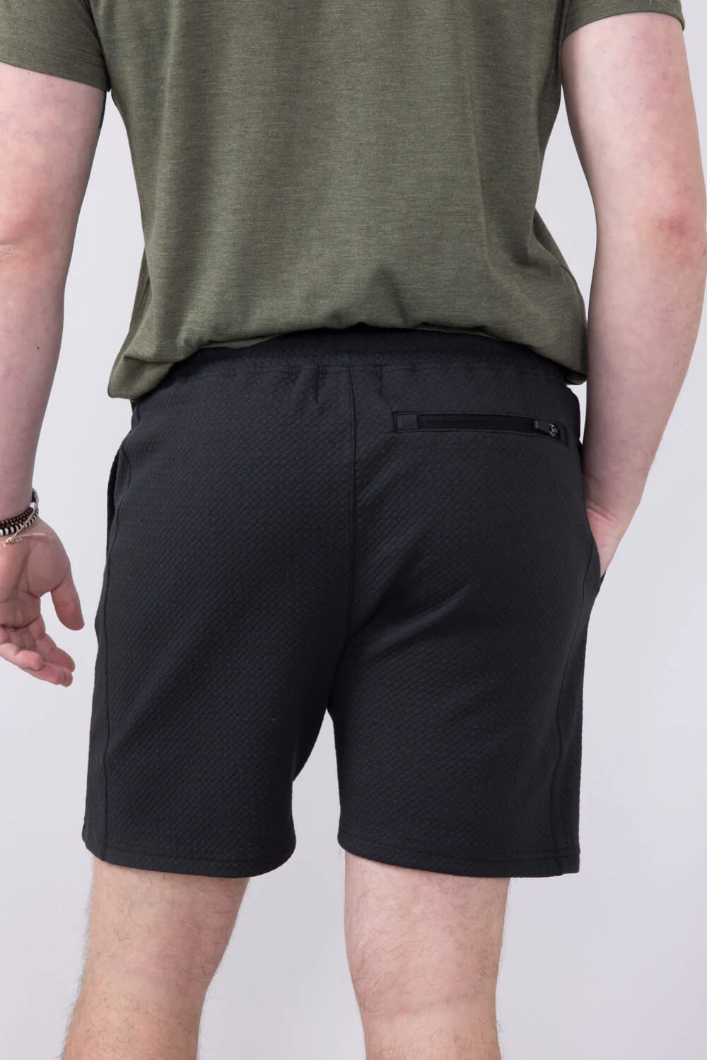 1897 Active Diamond Stretch Shorts for Men in Charcoal | MP923-CHARCOAL - Image 5