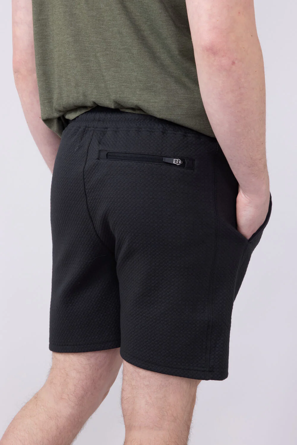 1897 Active Diamond Stretch Shorts for Men in Charcoal | MP923-CHARCOAL - Image 6