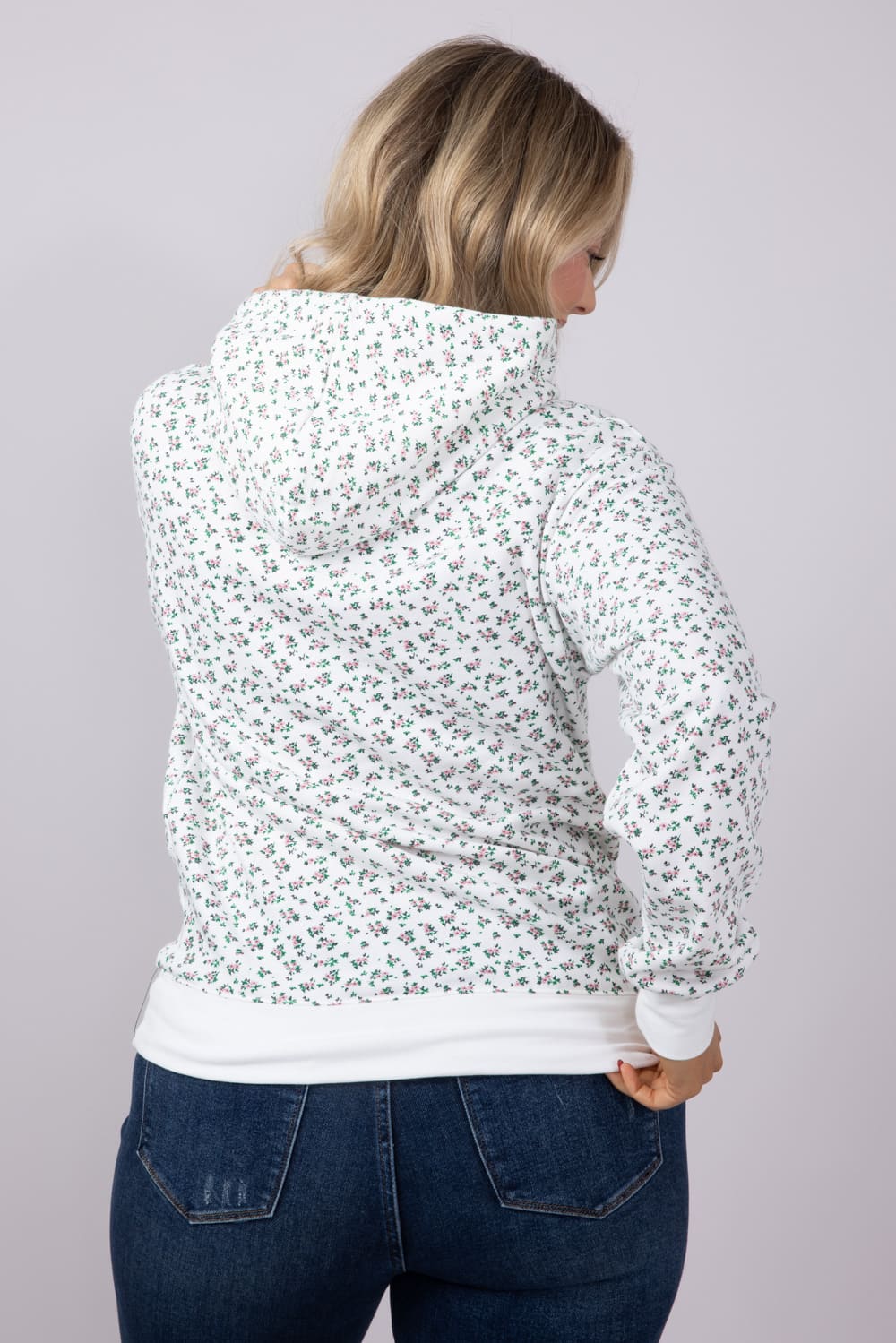 1897 Active Ditsy Floral Hoodie for Women in Ivory | GU739-IVORY - Image 4