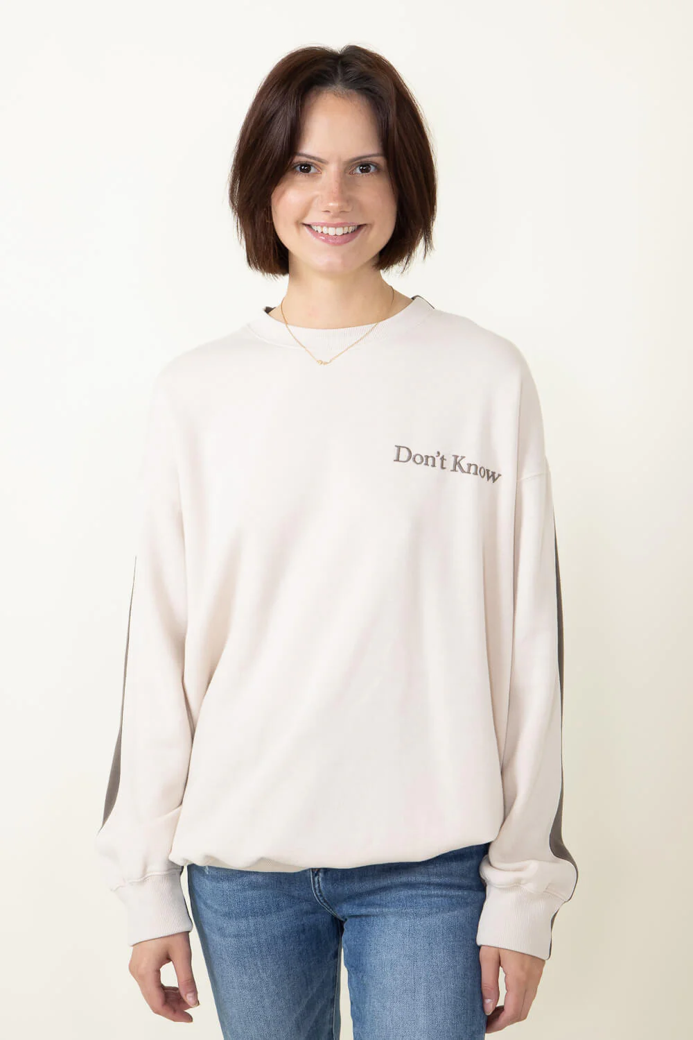 1897 Active Don’t Know Don’t Care Fleece Sweatshirt for Women in Beige/Fossil | GT883-BEIGEFOSSIL - Image 2