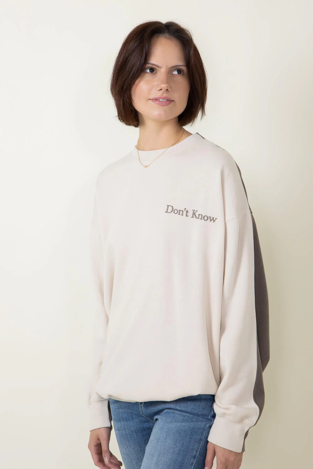 1897 Active Don’t Know Don’t Care Fleece Sweatshirt for Women in Beige/Fossil | GT883-BEIGEFOSSIL - Image 5