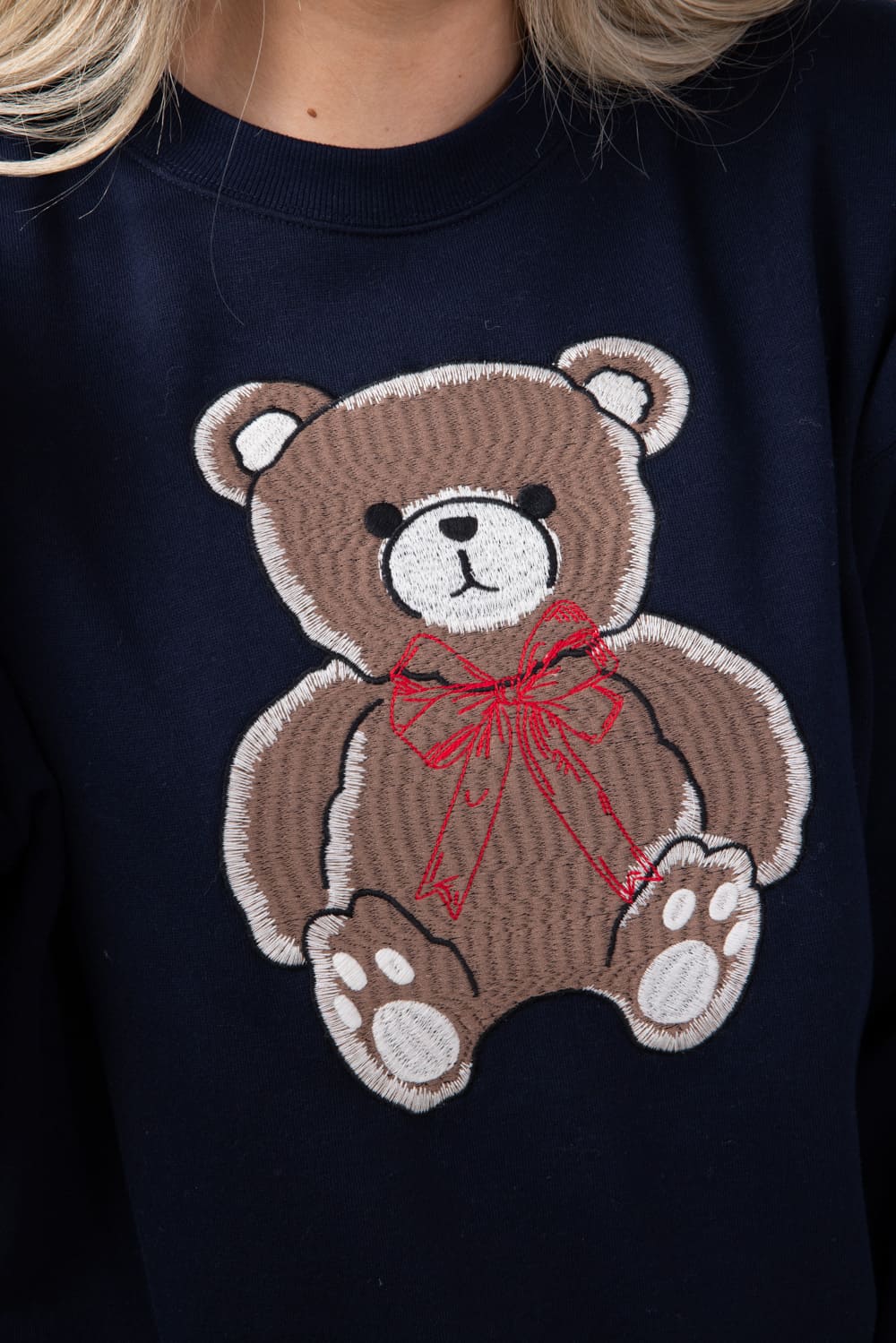 1897 Active Embroidered Big Bear Fleece Sweatshirt for Women in Navy | GT717-DEEPNAVY - Image 3