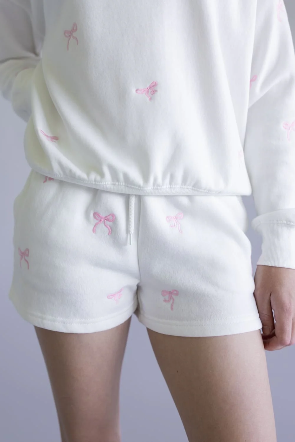 1897 Active Embroidered Bow Fleece Shorts for Women - Image 2