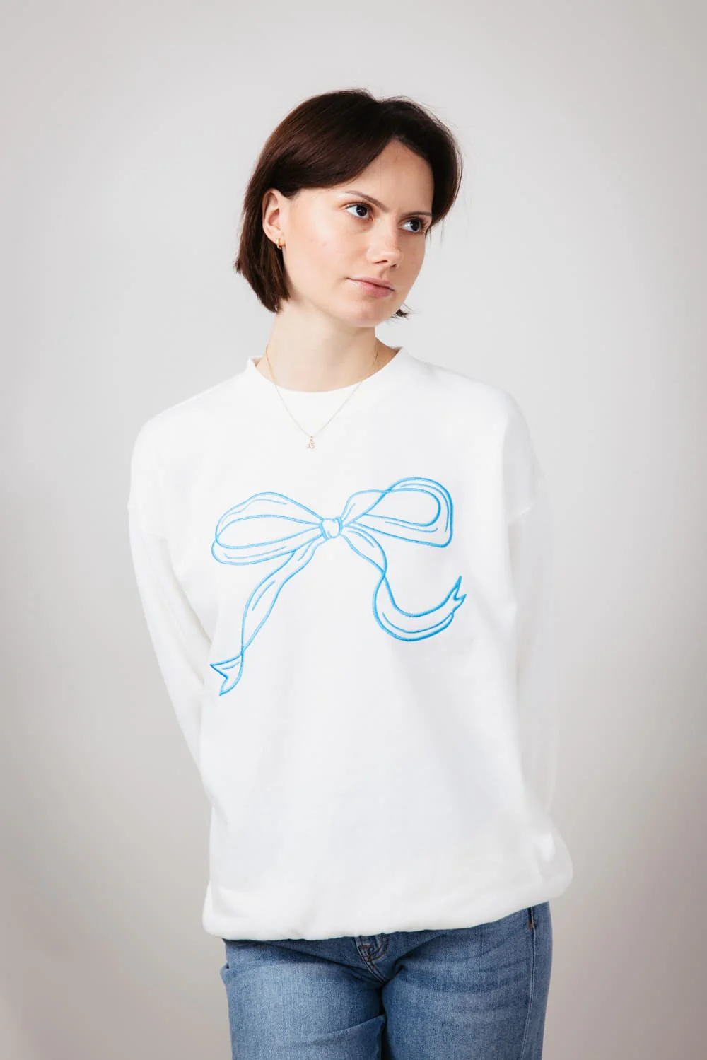1897 Active Embroidered Bow Sweatshirt for Women - Image 2