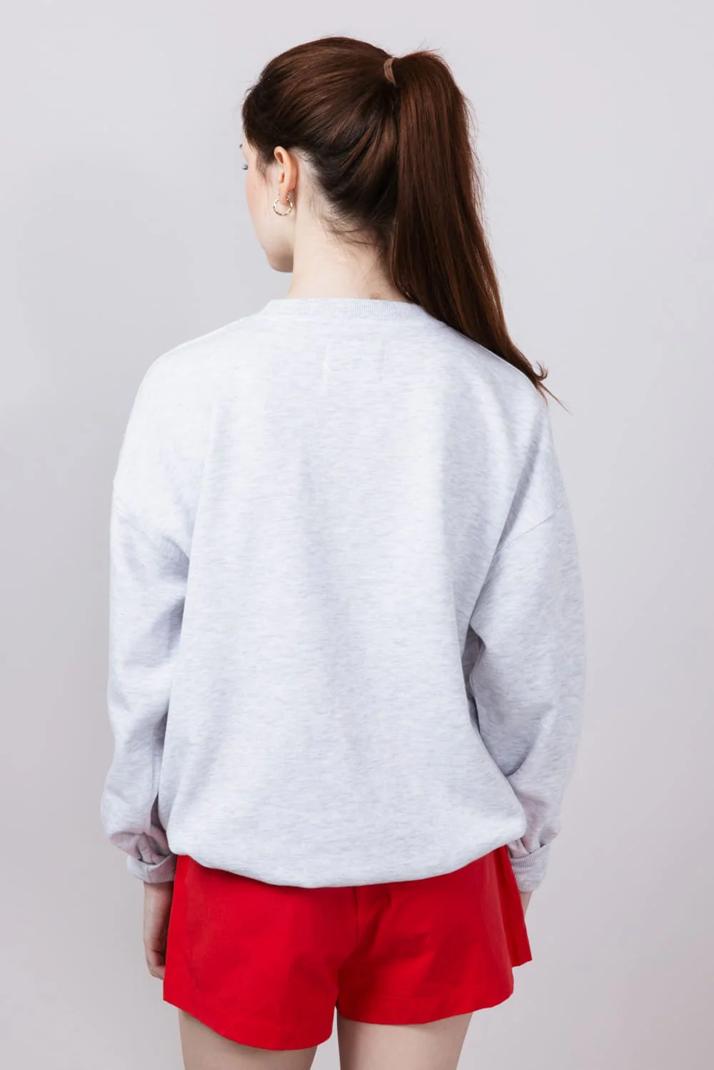 1897 Active Embroidered Cherry And Bow Fleece Sweatshirt for Women in Ice Grey | GT873-ICEGREY - Image 2