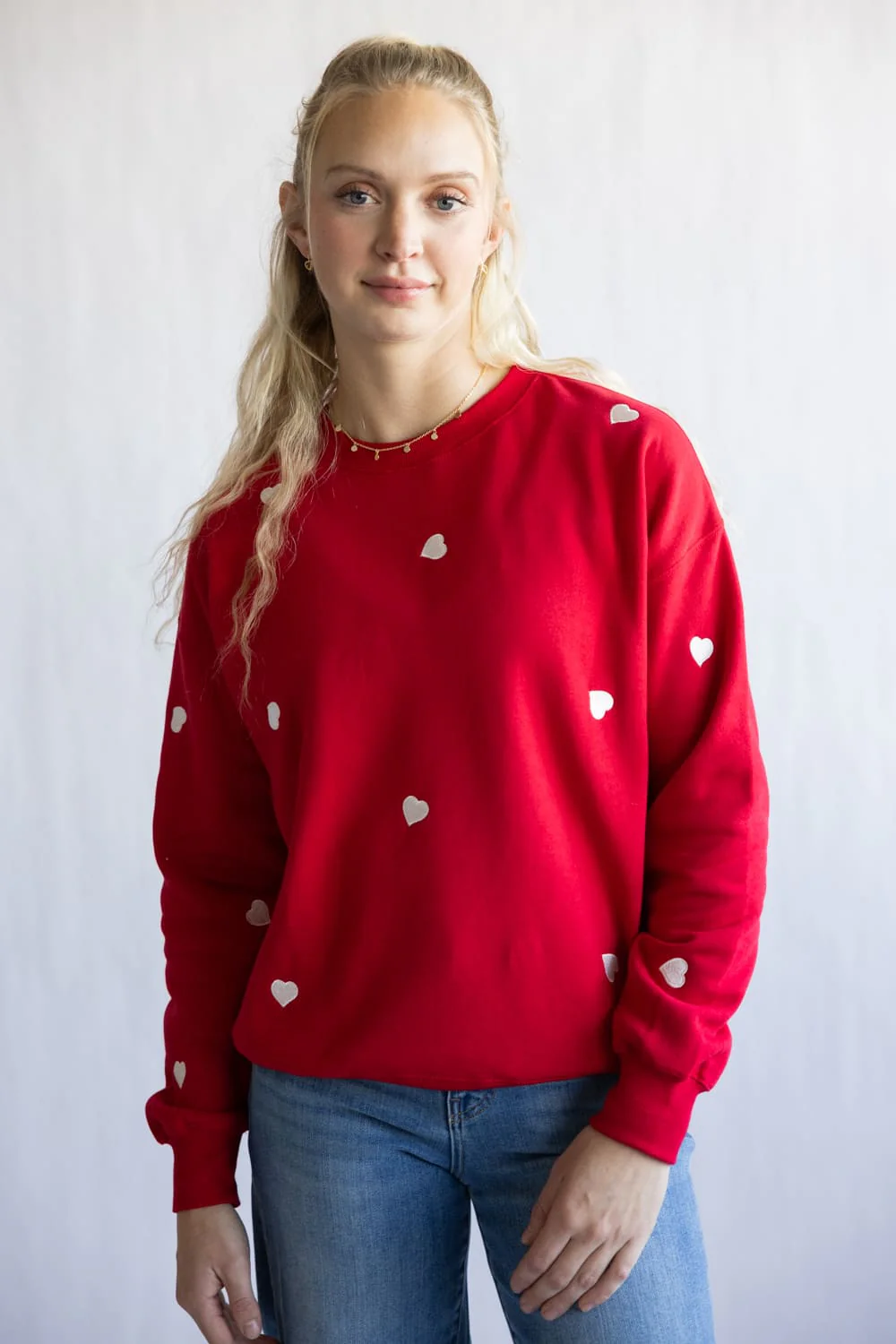 1897 Active Embroidered Hearts Fleece Sweatshirt for Women - Image 2