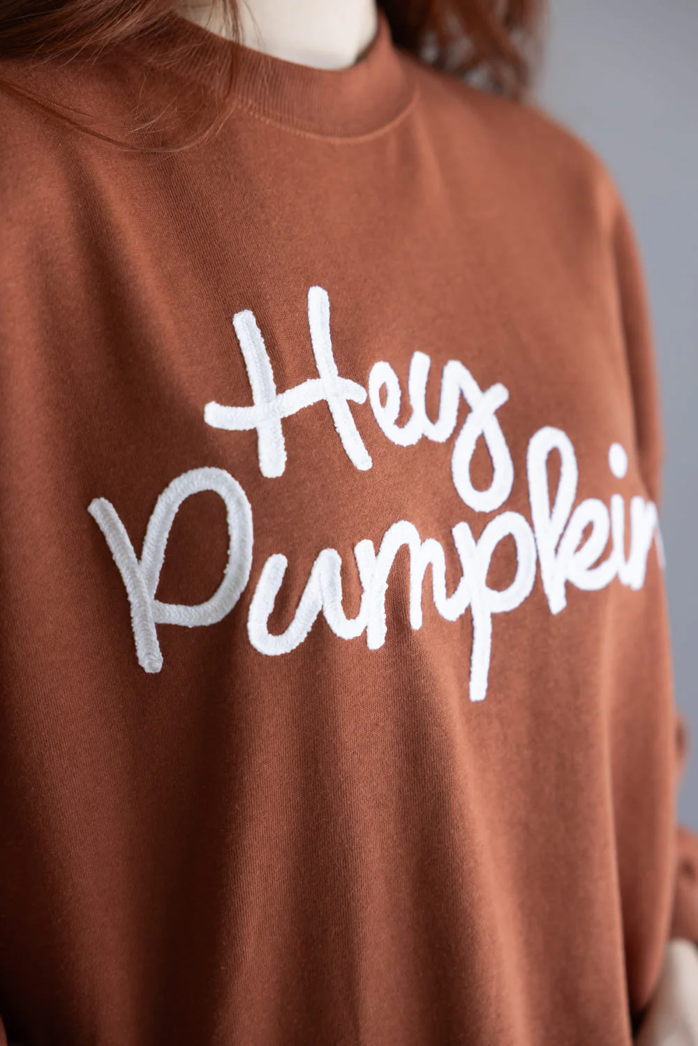 1897 Active Embroidered Hey Pumpkin Sweatshirt for Women in Rust | GT758-RUST - Image 5