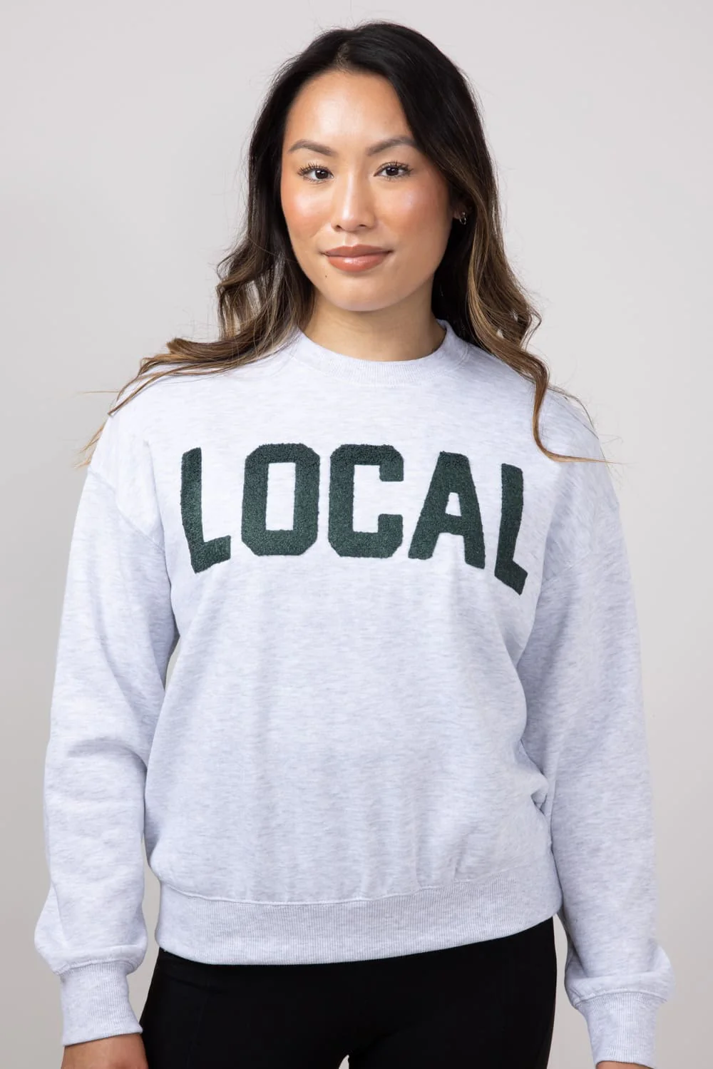 1897 Active Chenille Patch Local Crewneck for Women in Ice Grey | GT813-ICEGREY - Image 5