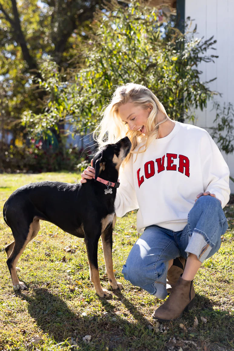 1897 Active Embroidered Lover Sweatshirt for Women in White | GT893-IVORY - Image 2