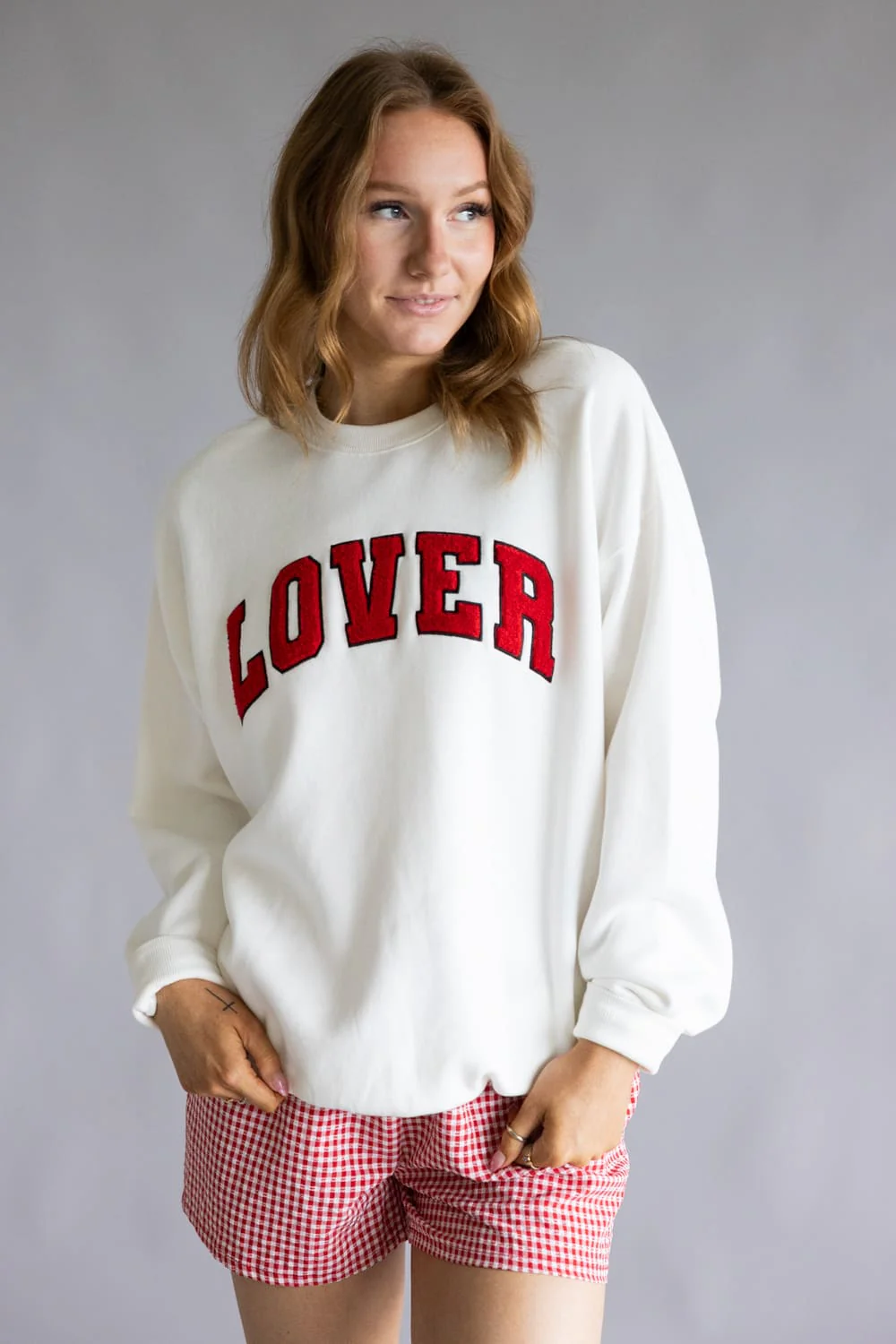 1897 Active Embroidered Lover Sweatshirt for Women in White | GT893-IVORY - Image 5