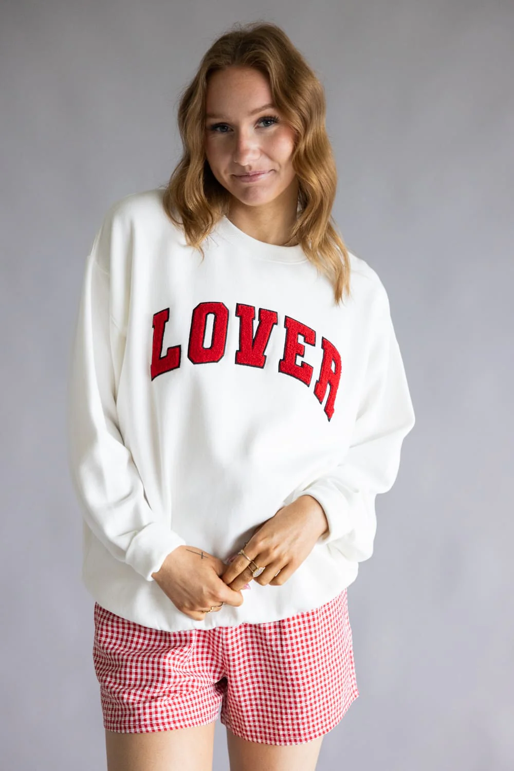 1897 Active Embroidered Lover Sweatshirt for Women in White | GT893-IVORY - Image 6