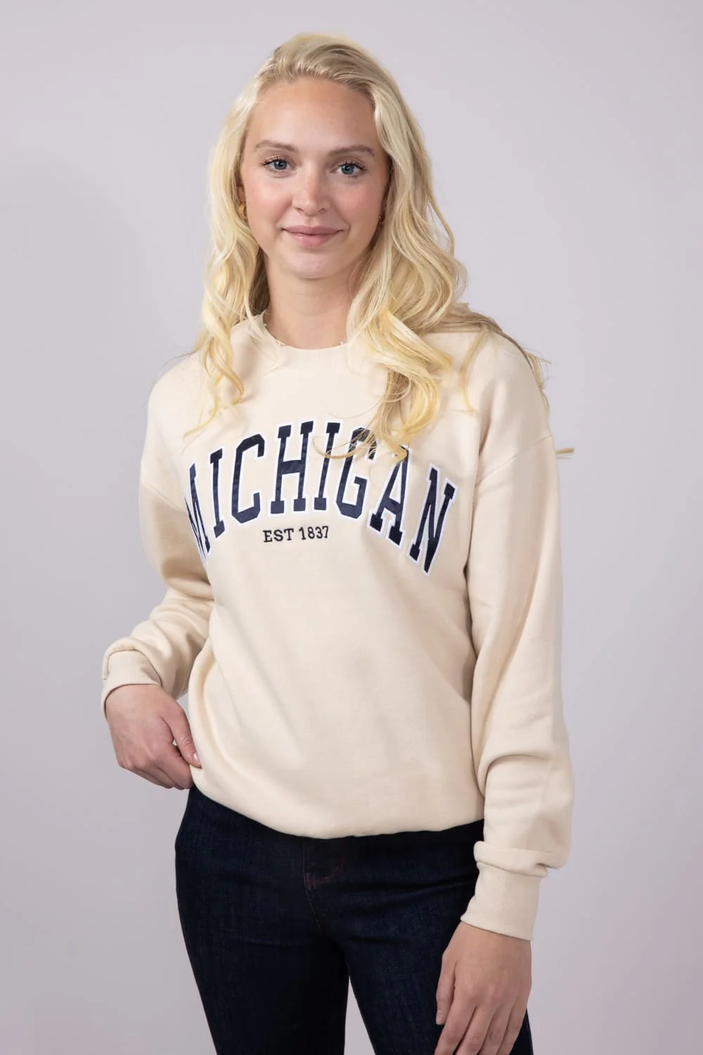 1897 Active Embroidered Michigan Fleece Sweatshirt for Women - Image 2