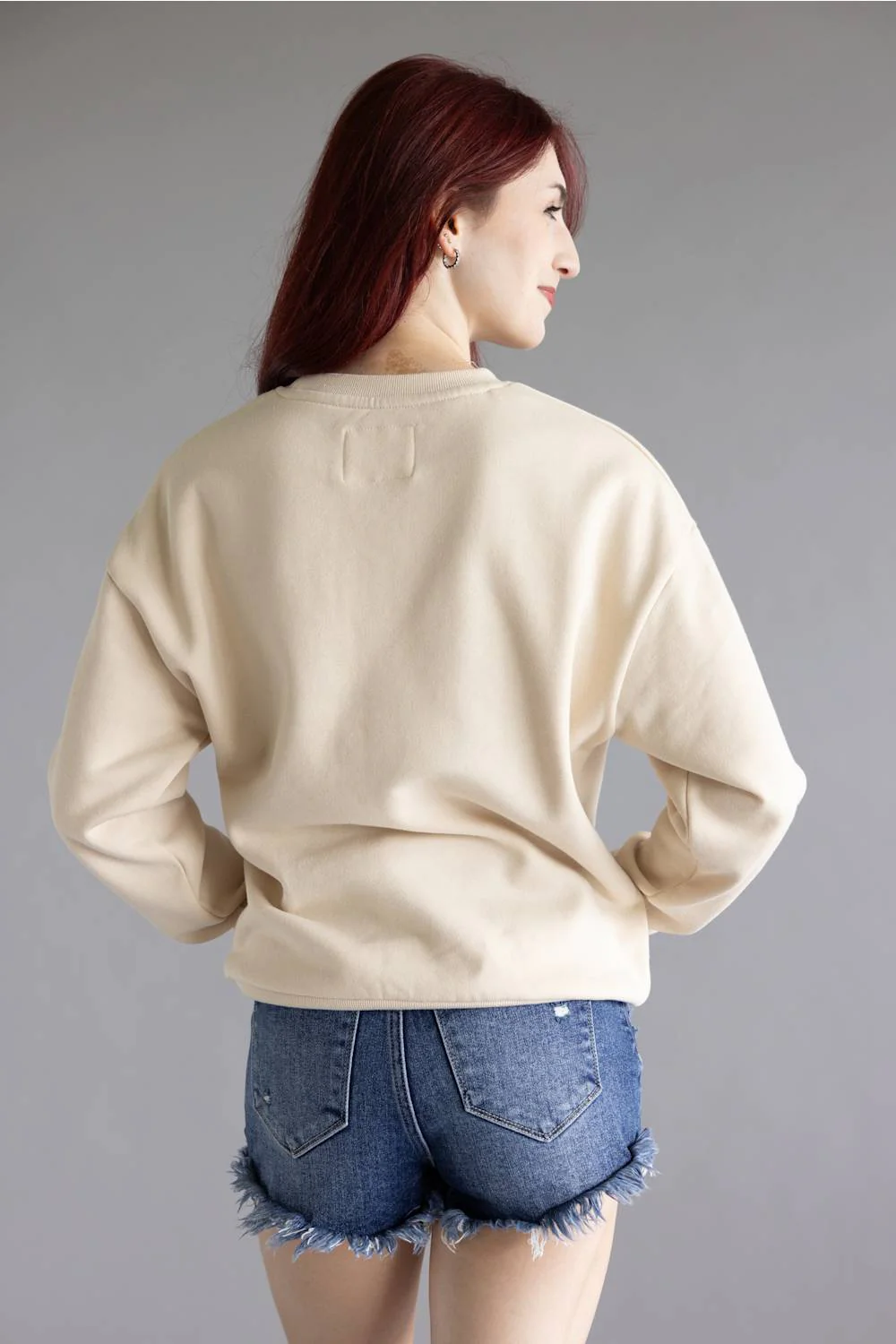 1897 Active Embroidered Michigan Fleece Sweatshirt for Women in Cream | GT079-MI-CREAM - Image 3