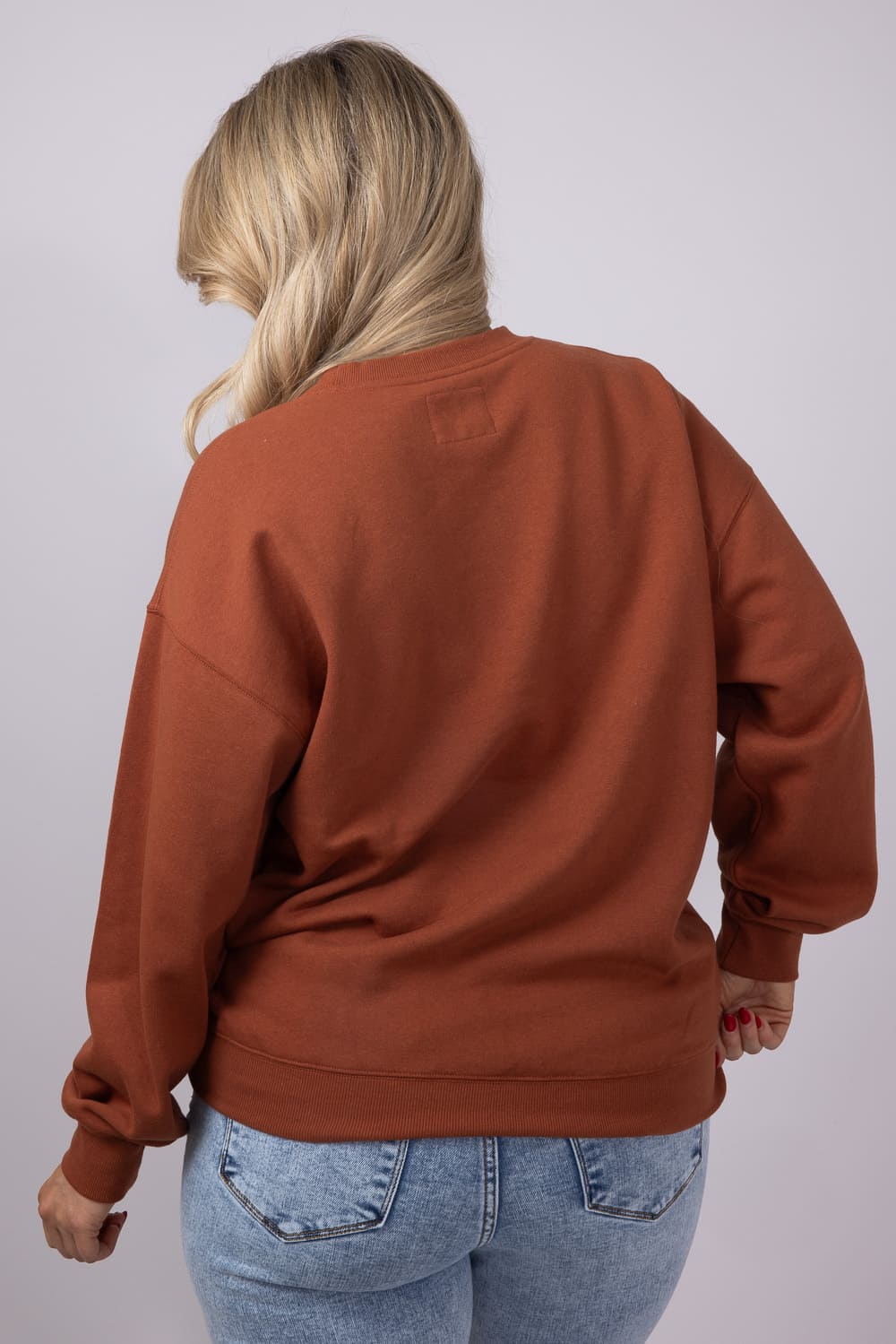 1897 Active Embroidered Pumpkin Face Sweatshirt for Women in Rust | GT892-RUST - Image 3
