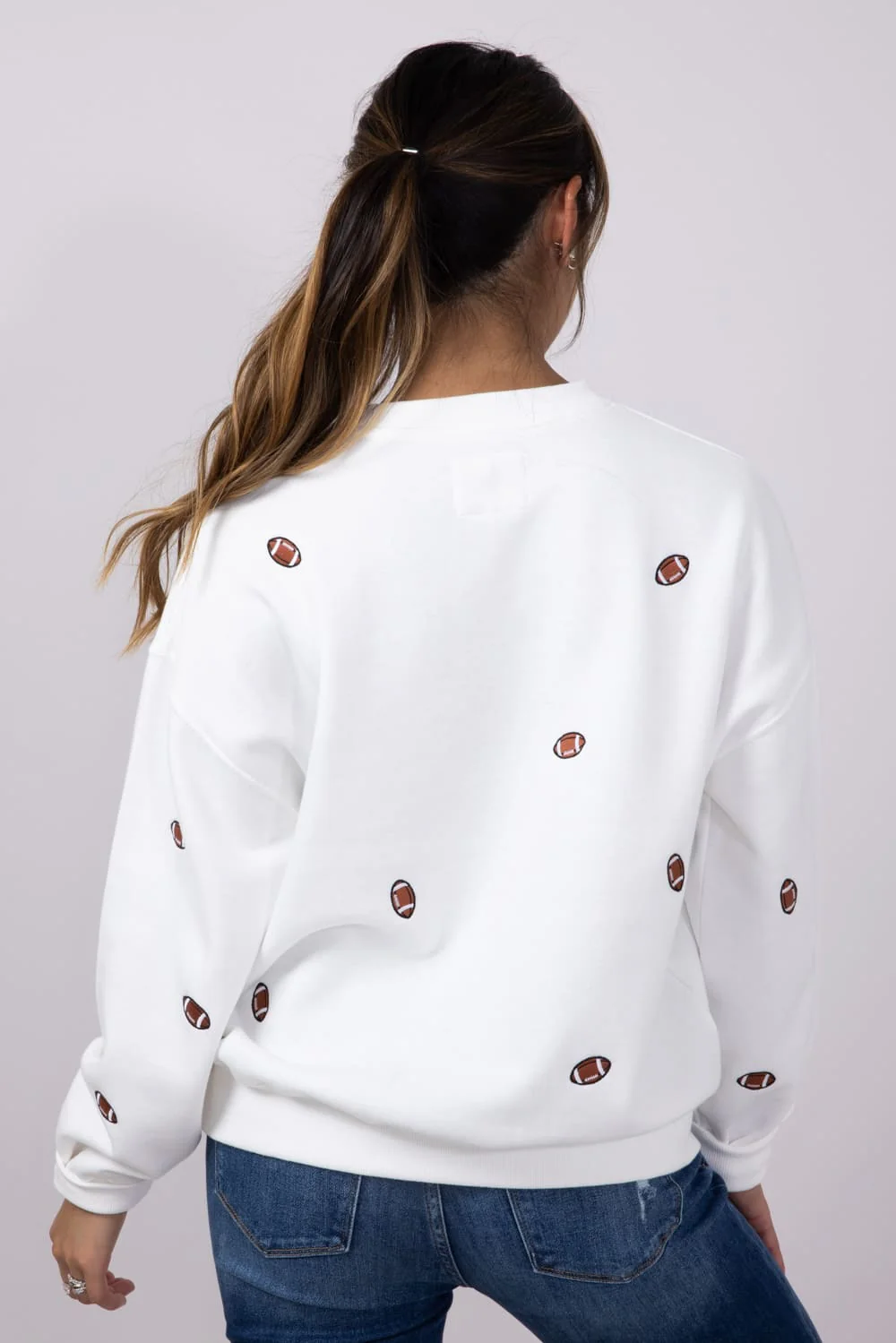 1897 Active Football Embroidered Sweatshirt for Women in Ivory | GT837-IVORY - Image 2