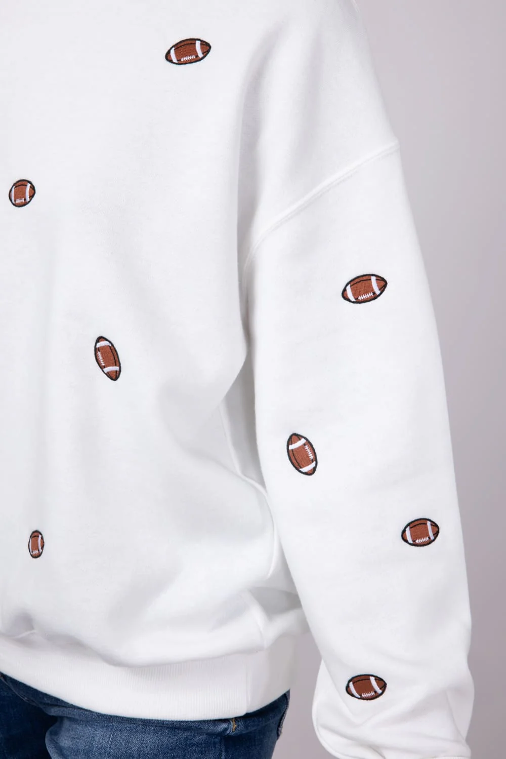 1897 Active Football Embroidered Sweatshirt for Women in Ivory | GT837-IVORY - Image 4