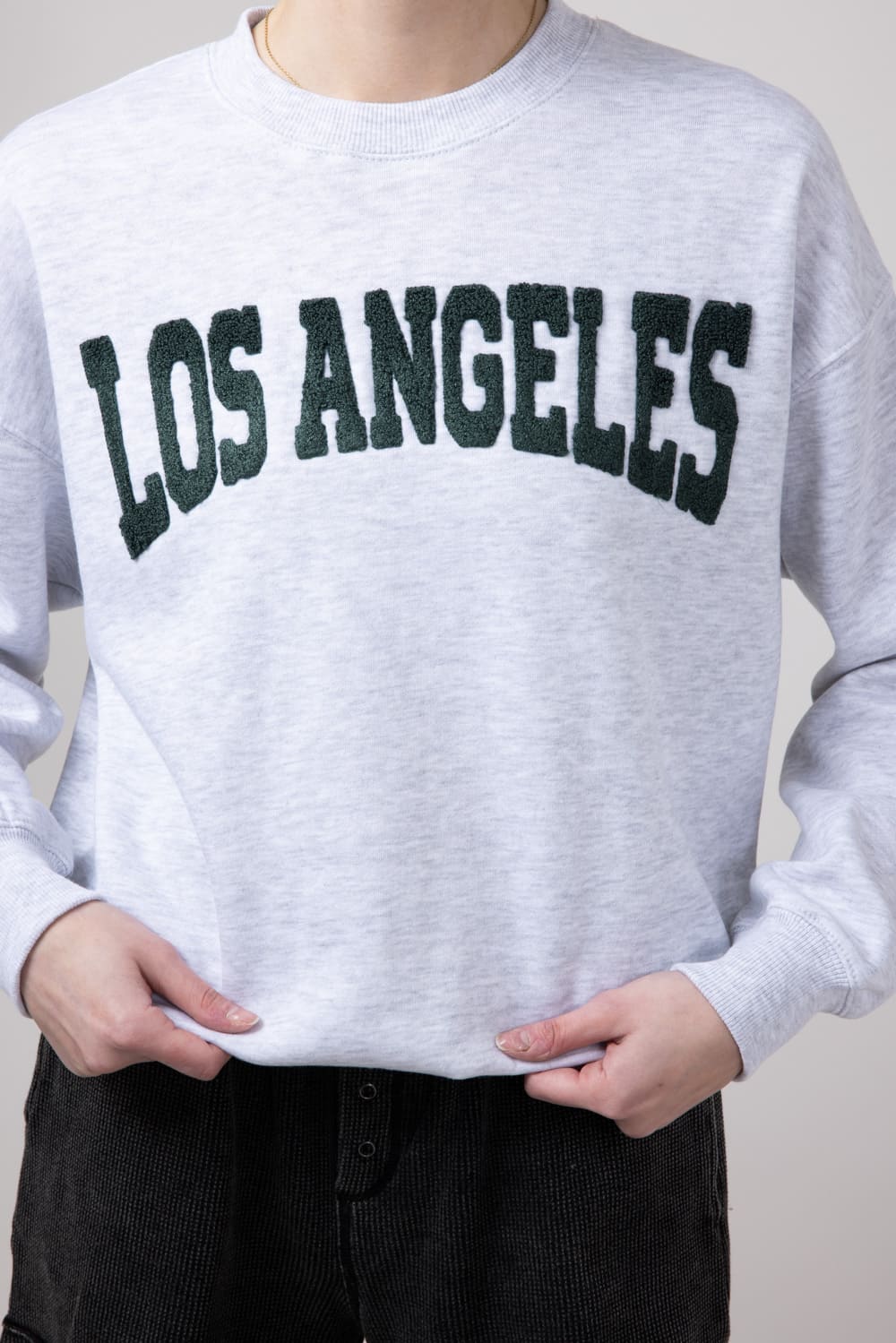 1897 Active Chenille Patch Los Angeles Crewneck for Women in Ice Grey | GT815-ICEGREY - Image 3