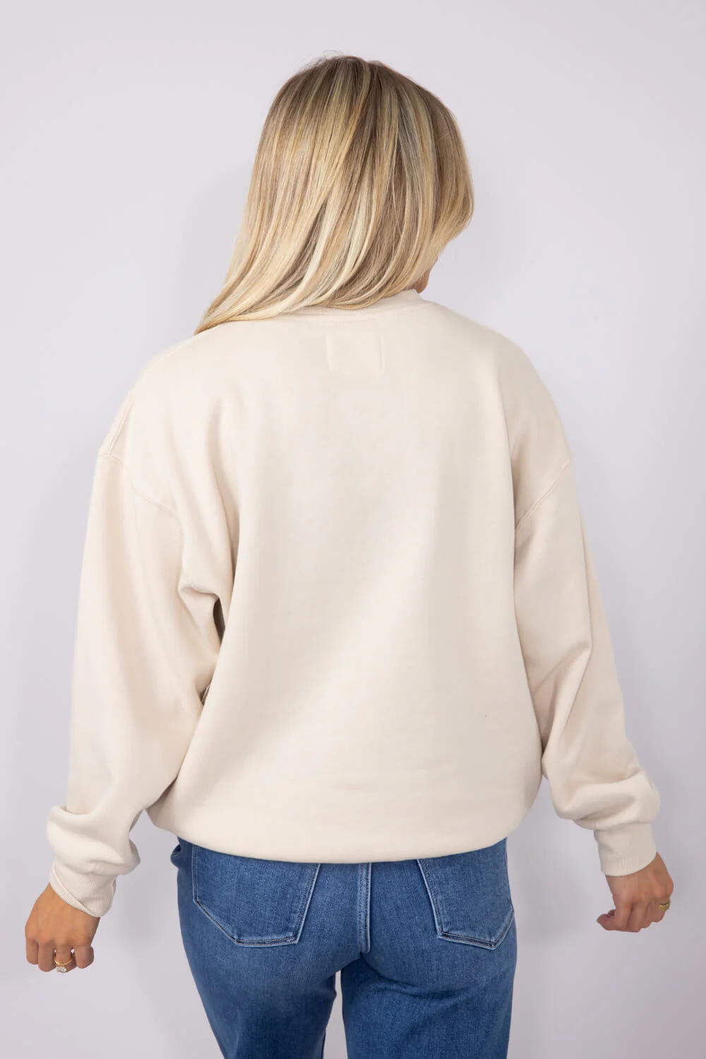 1897 Active Mama Chenille Patch Sweatshirt for Women in Cream | GT088-CREAM - Image 5
