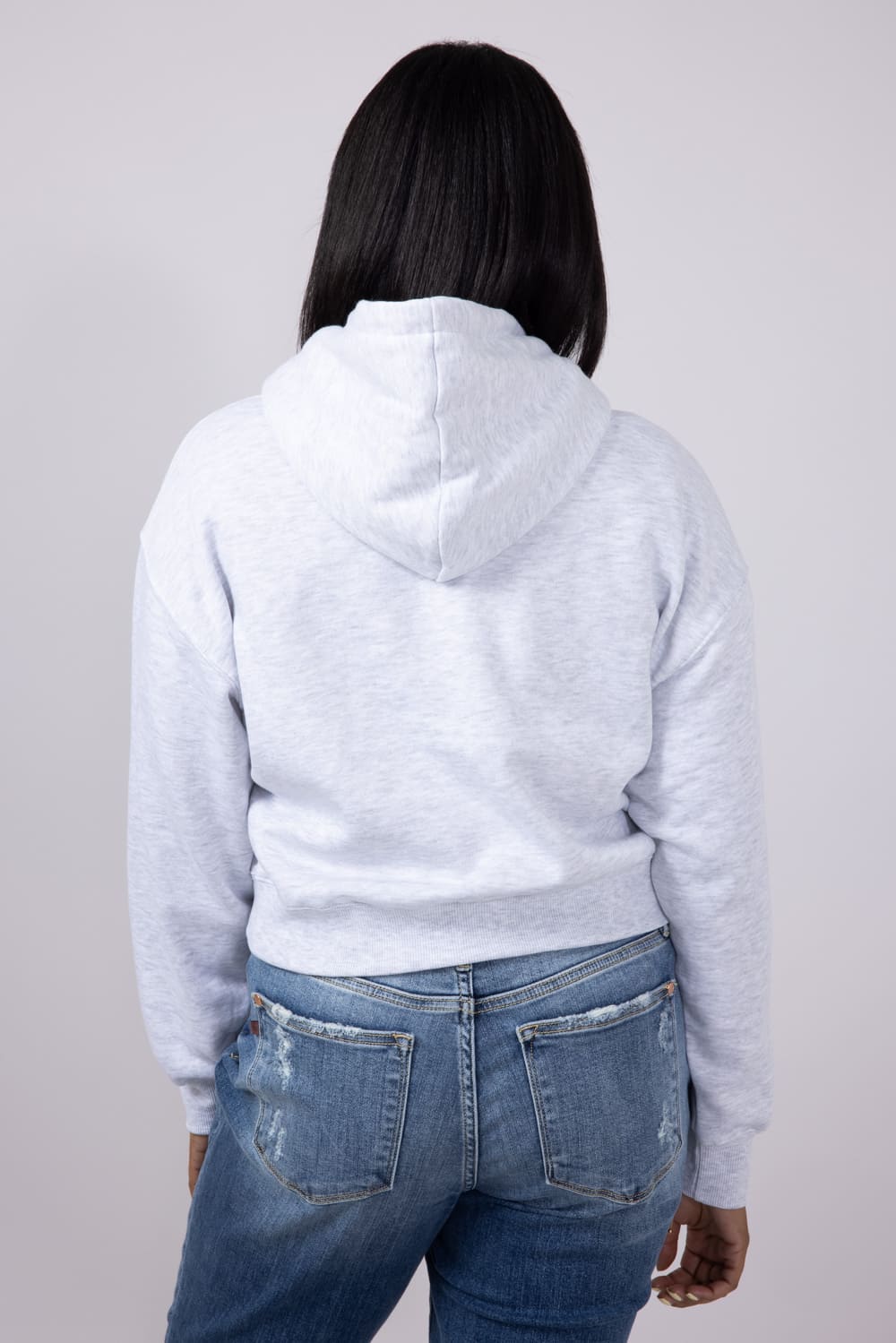 1897 Active Michigan Embroidered Half Zip Hoodie for Women in Grey | GK084-MI-ICEGREY - Image 2