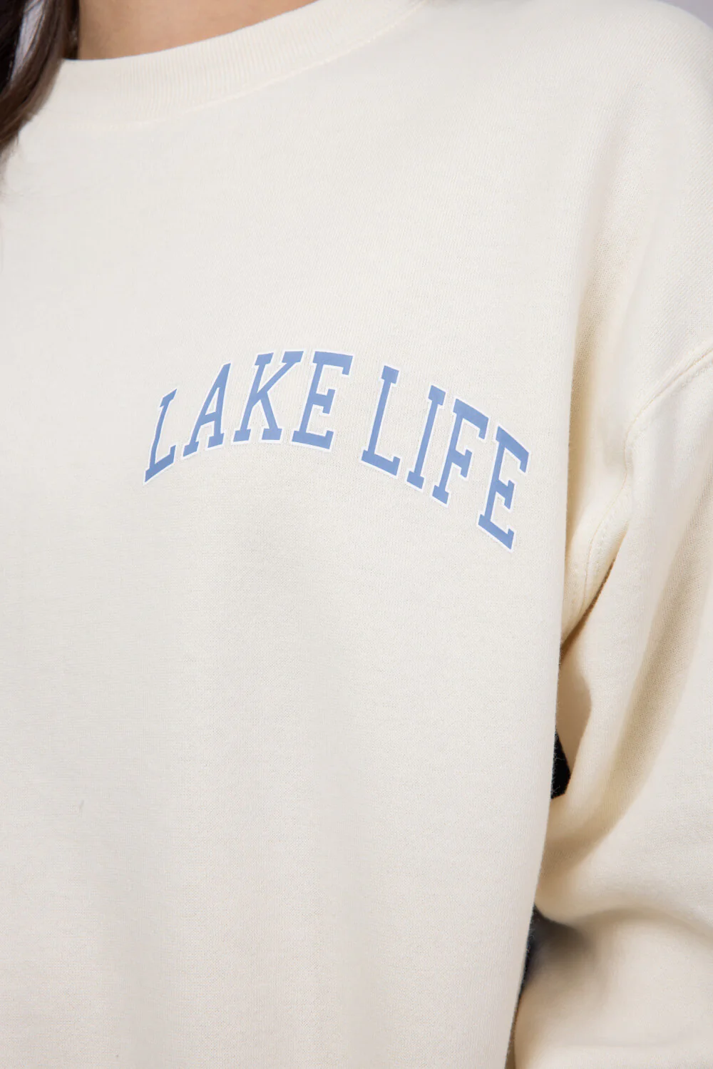 1897 Active Michigan Lake Life Sweatshirt for Women in Cream/Blue | GT878-CREAM/BLUE - Image 3