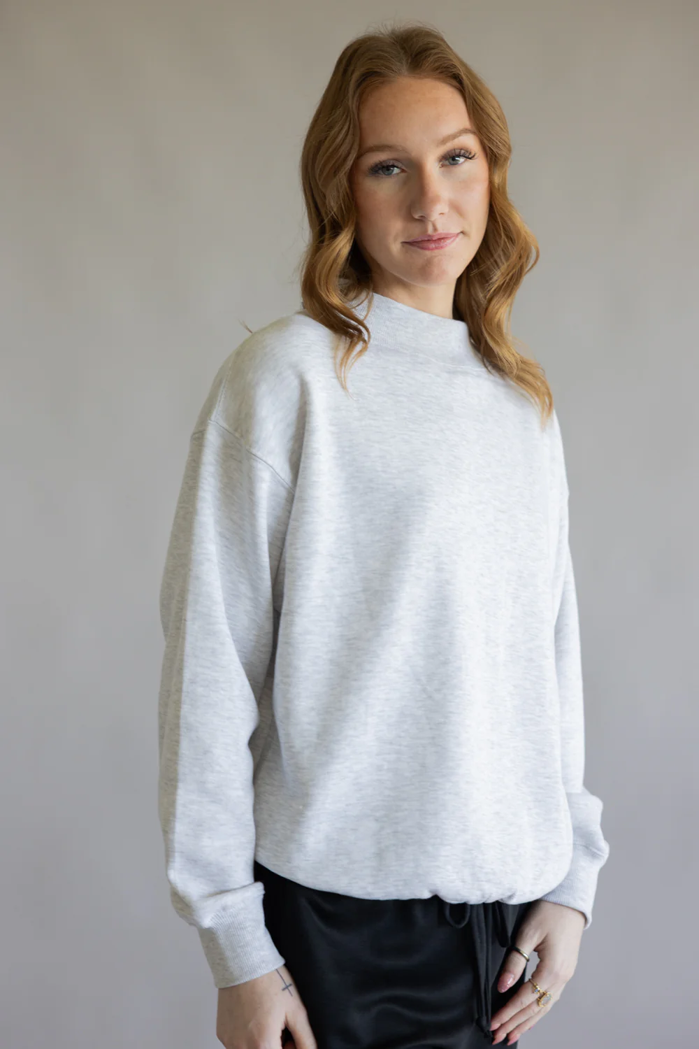 1897 Active Oversized Mock Neck Pullover for Women in Ice Grey | GT097-ICEGREY - Image 3