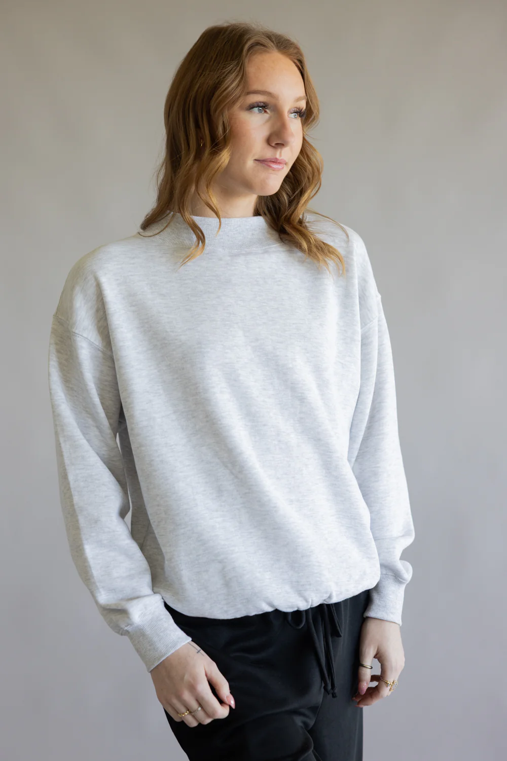 1897 Active Oversized Mock Neck Pullover for Women in Ice Grey | GT097-ICEGREY - Image 4