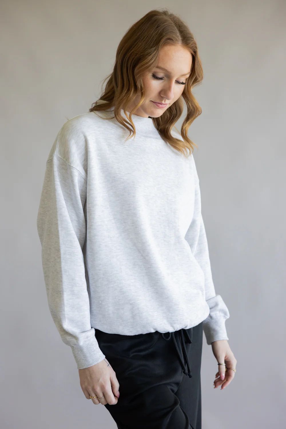 1897 Active Oversized Mock Neck Pullover for Women in Ice Grey | GT097-ICEGREY - Image 5