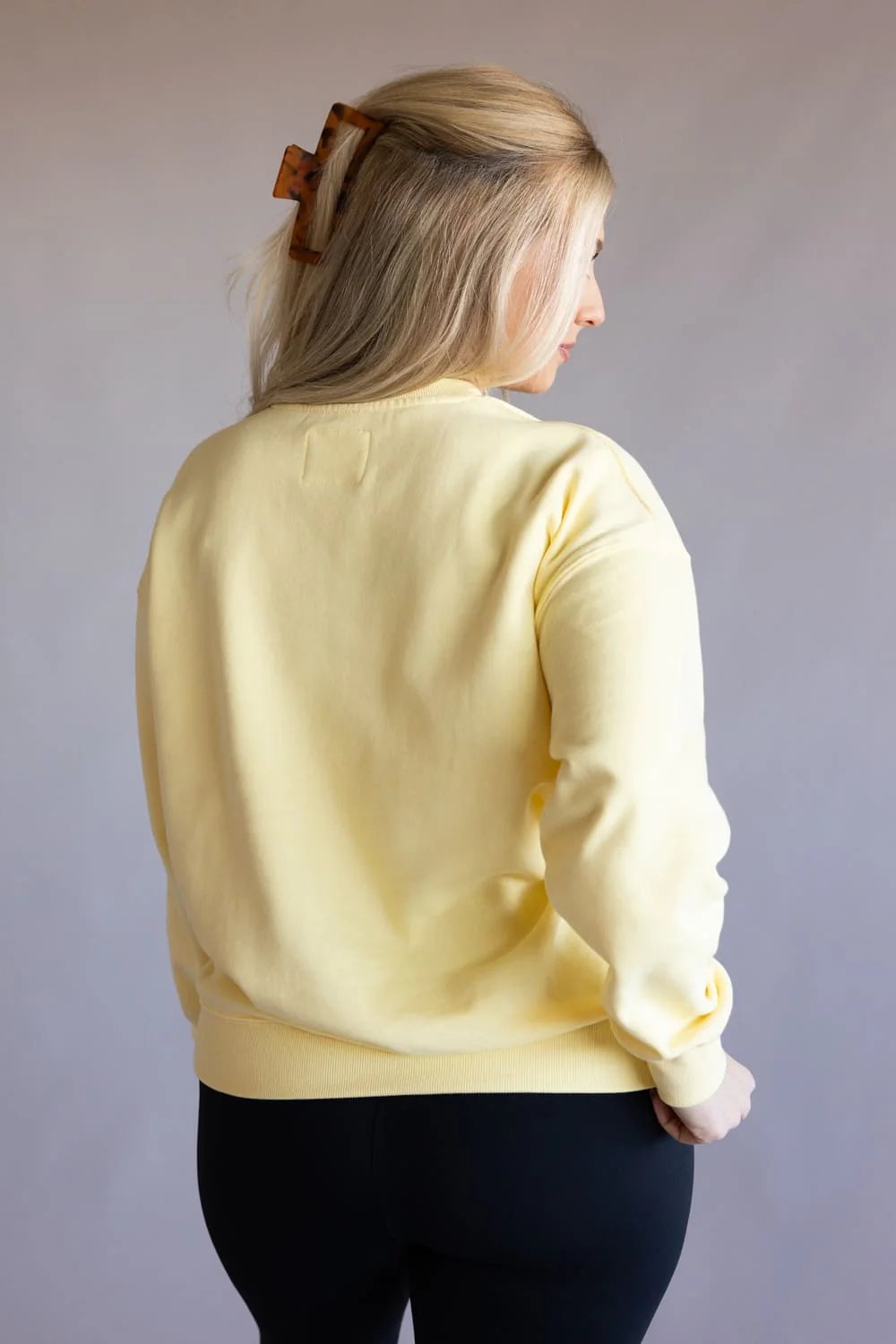 1897 Active Sunshine Embroidered Sweatshirt for Women in Light Yellow | GT065-LTYELLOW - Image 4
