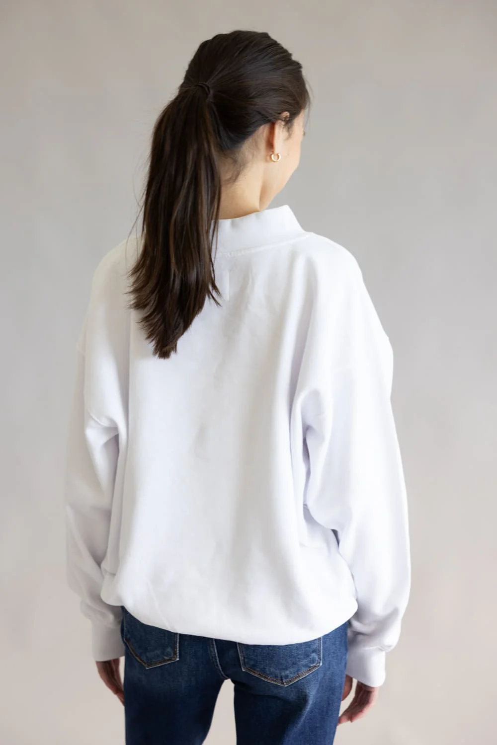 1897 Active Sweetheart Embroidered Mock Neck Pullover for Women in White/Red | GT302-WHITE - Image 2