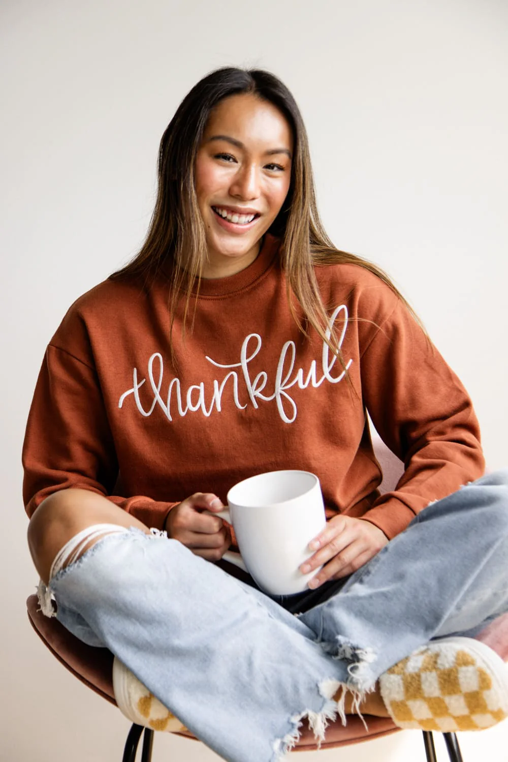 1897 Active Thankful Embroidered Sweatshirt for Women - Image 3