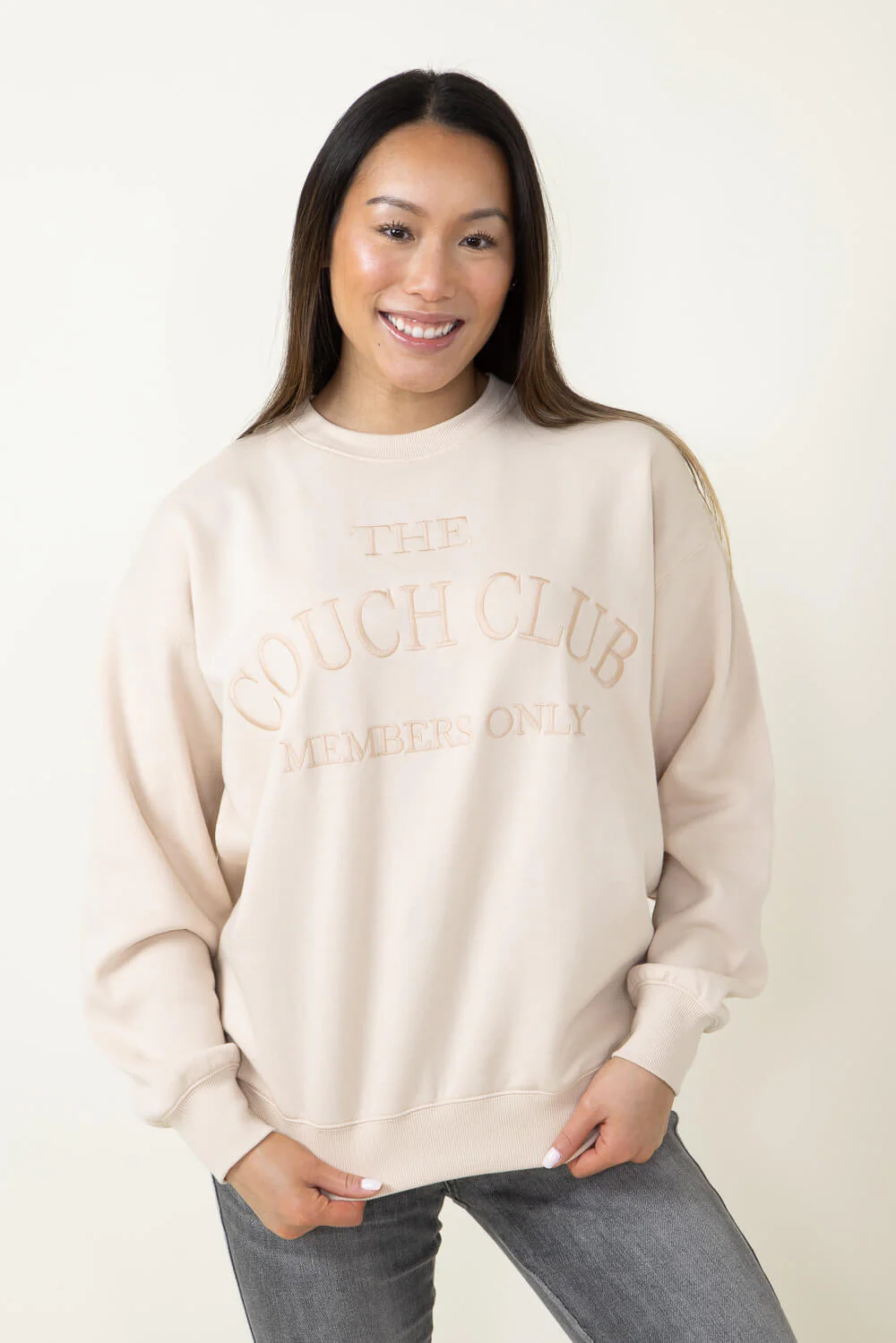 1897 Active The Couch Club Sweatshirt for Women in Cream | GT882-CREAM - Image 5