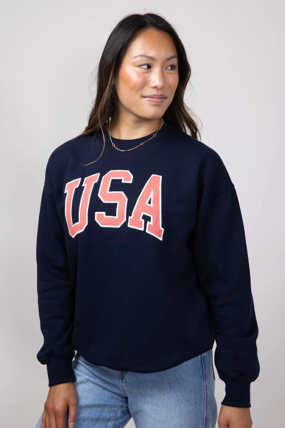 1897 Active Embroidered USA Sweatshirt for Women in Deep Navy | GT875-DEEPNAVY - Image 5