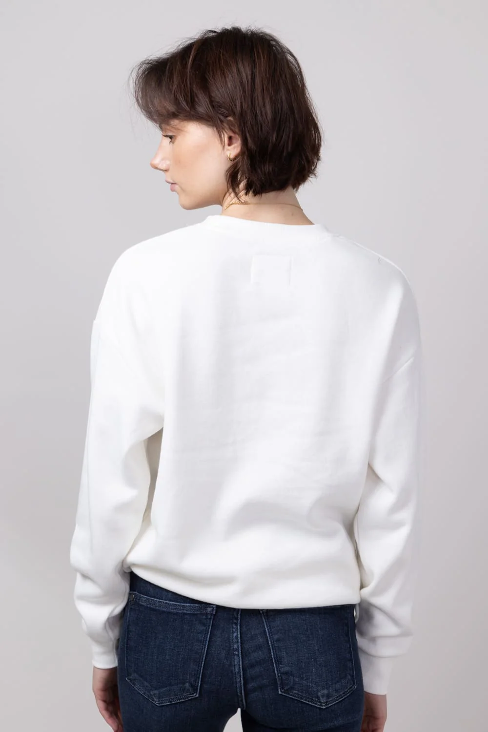 1897 Active Embroidered USA Fleece Sweatshirt for Women in Ivory | GT810-USA-IVORY - Image 3