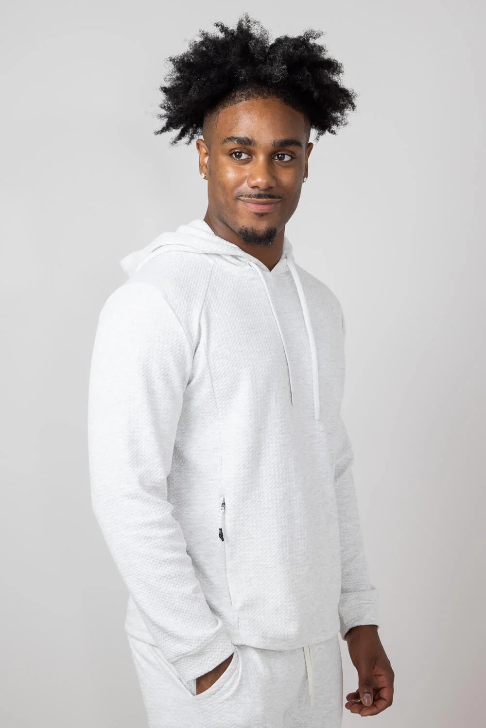 1897 Active Diamond Weave Hoodie for Men in Oatmeal | MJ895-OATMEAL - Image 4