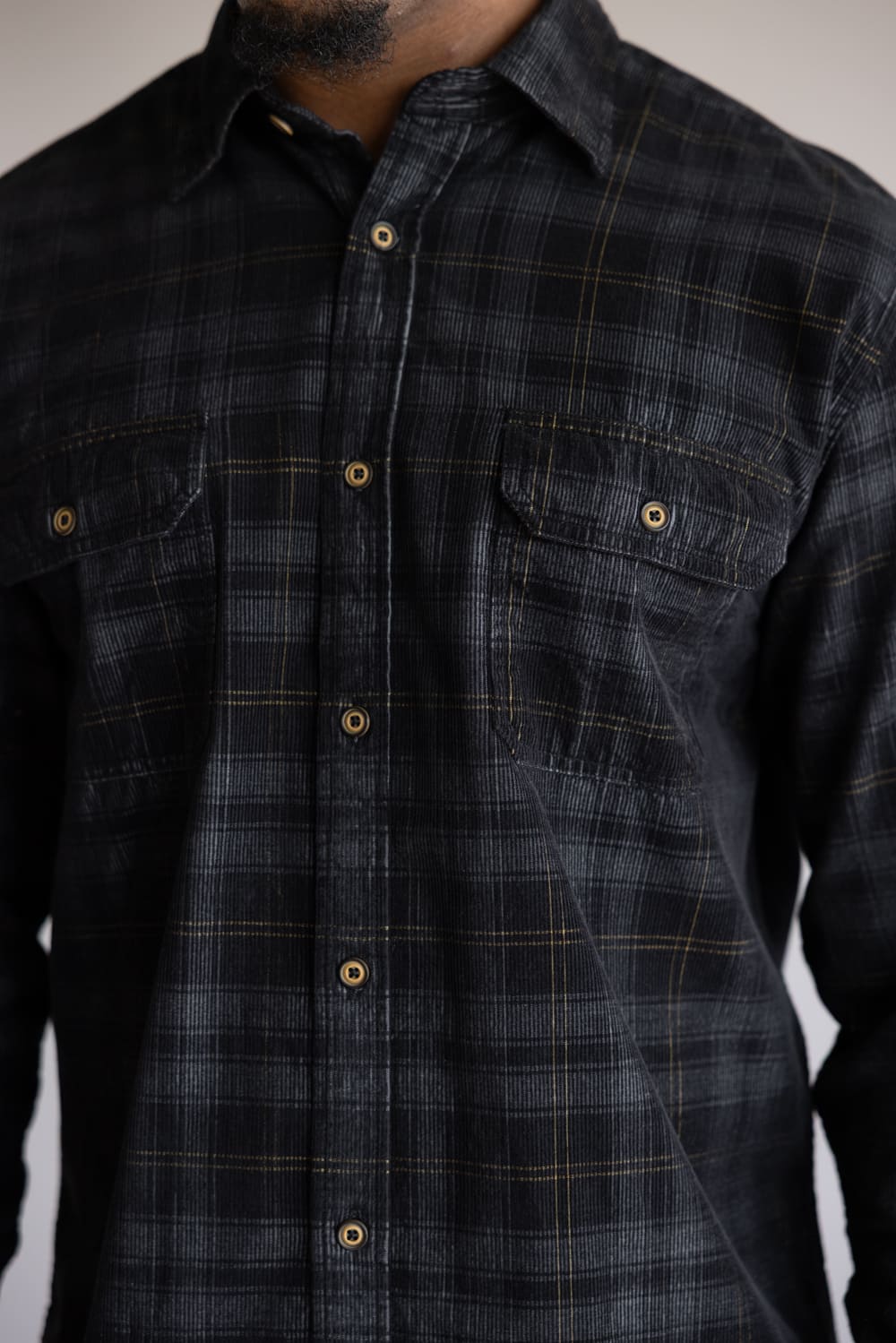 1897 Legends Corduroy Plaid Flannel for Men in Black/Grey | FW10081GL-BLK GRY PLAID - Image 3