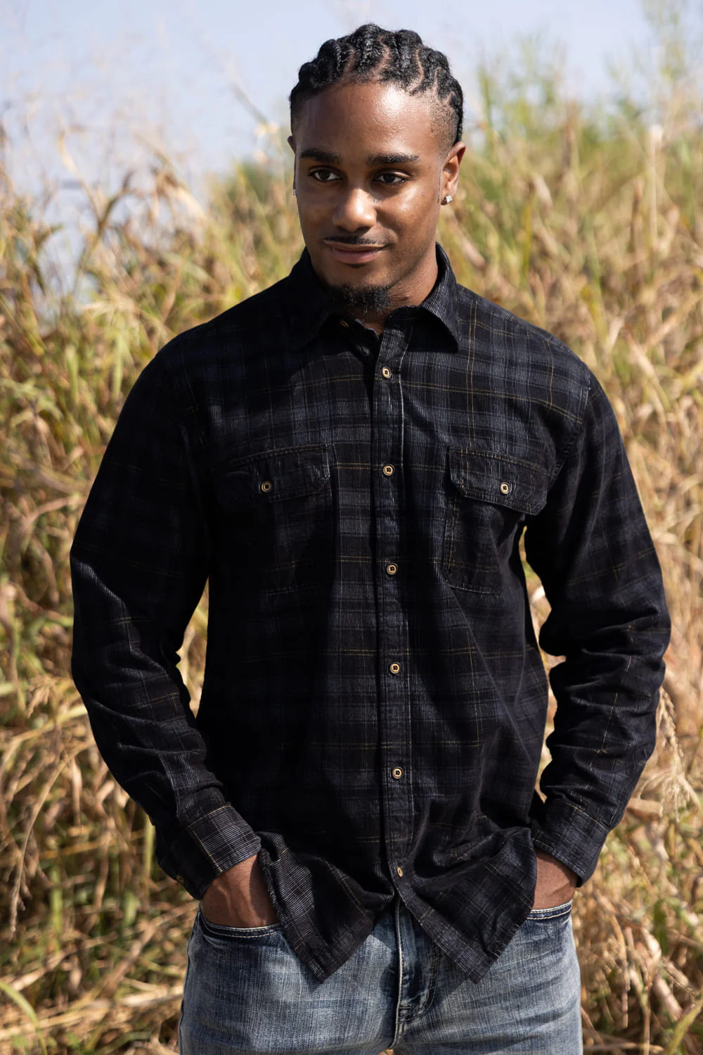 1897 Legends Corduroy Plaid Flannel for Men in Black/Grey | FW10081GL-BLK GRY PLAID - Image 4