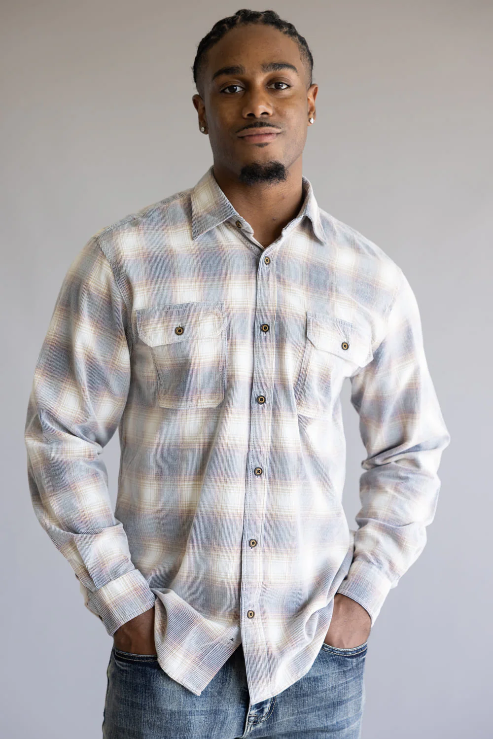 1897 Legends Corduroy Plaid Flannel for Men in Ecru/Gold | FW10078GL-ECRU GOLD PLAID - Image 5