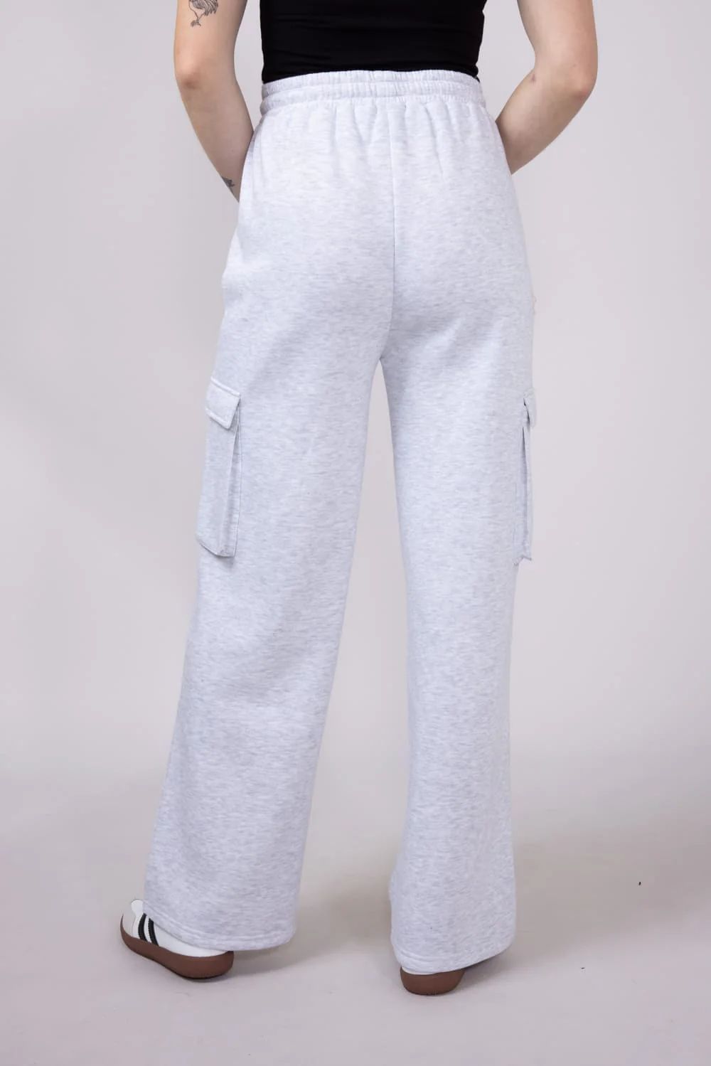 1897 Active Drawstring Cargo Fleece Sweatpants for Women in Grey | PA307S-ICEGREY - Image 6