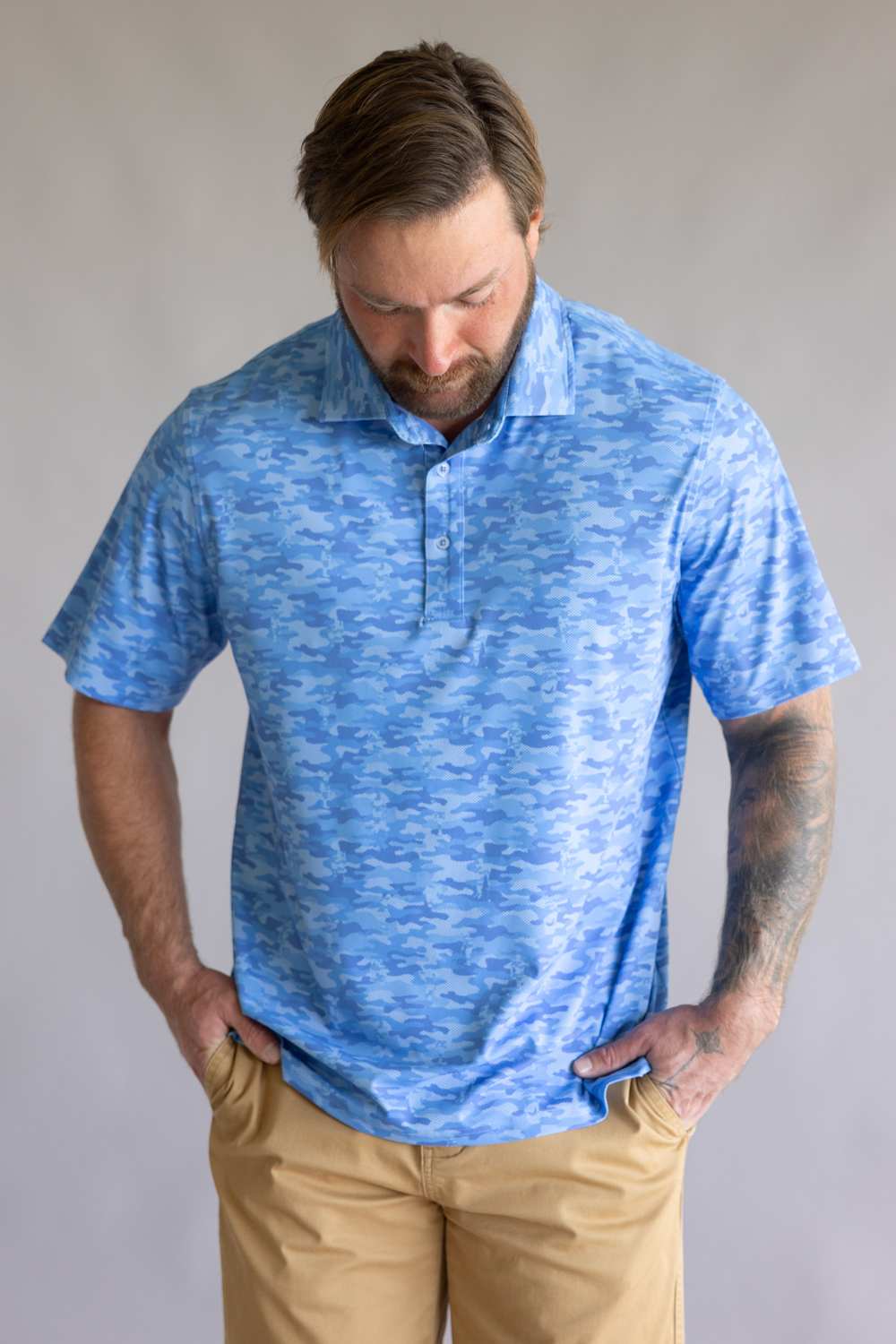 1897 Legends Camo Polo for Men in Blue | FGM209-BLUE - Image 3