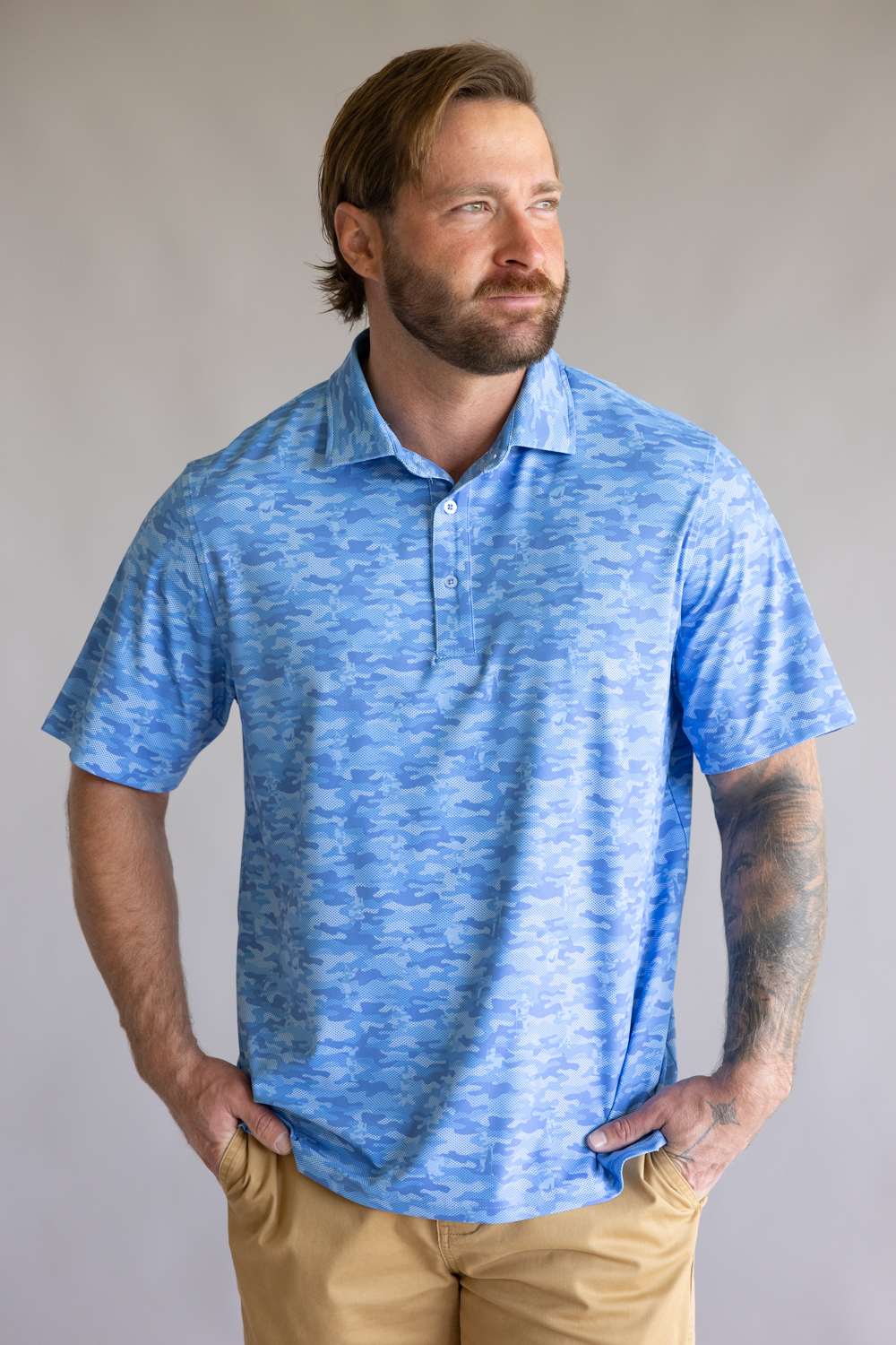 1897 Legends Camo Polo for Men in Blue | FGM209-BLUE - Image 5