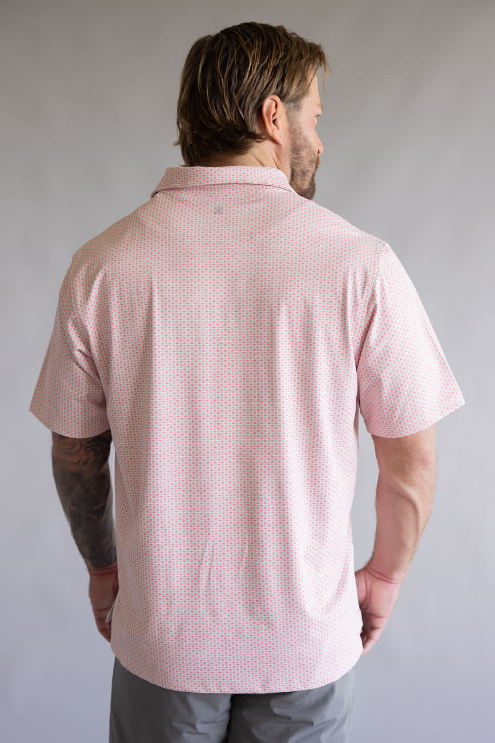 1897 Legends Geo Polo for Men in Tan Coral | FGM204-TAN/CORAL - Image 2