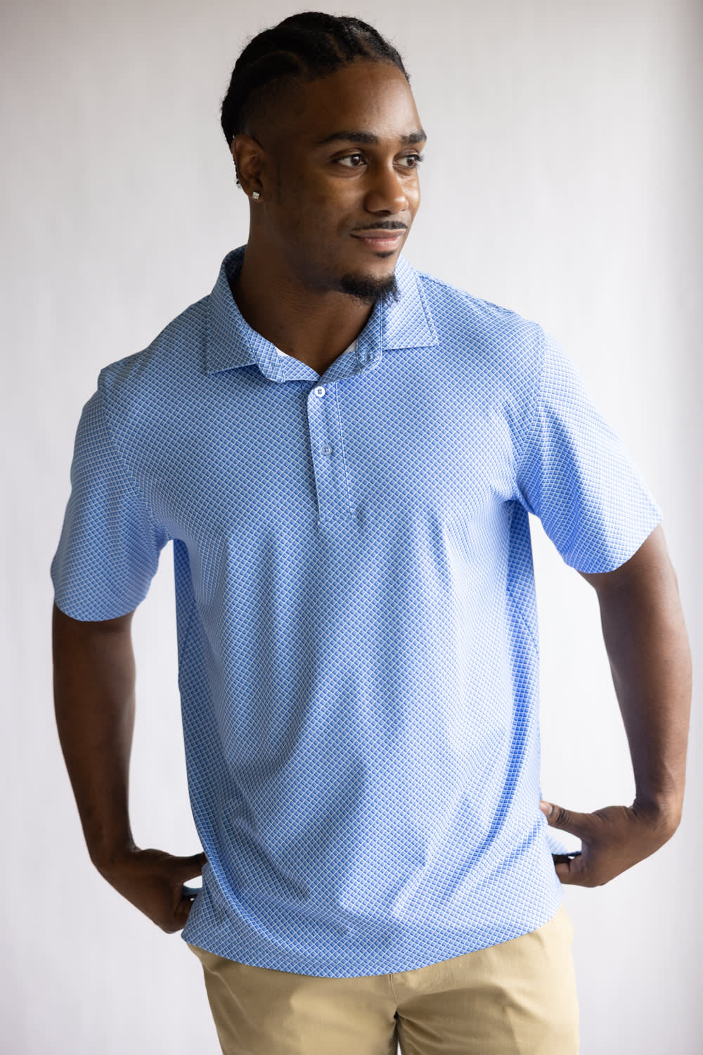 1897 Legends Geometric Polo for Men in Blue | FGM206-BLUE - Image 4