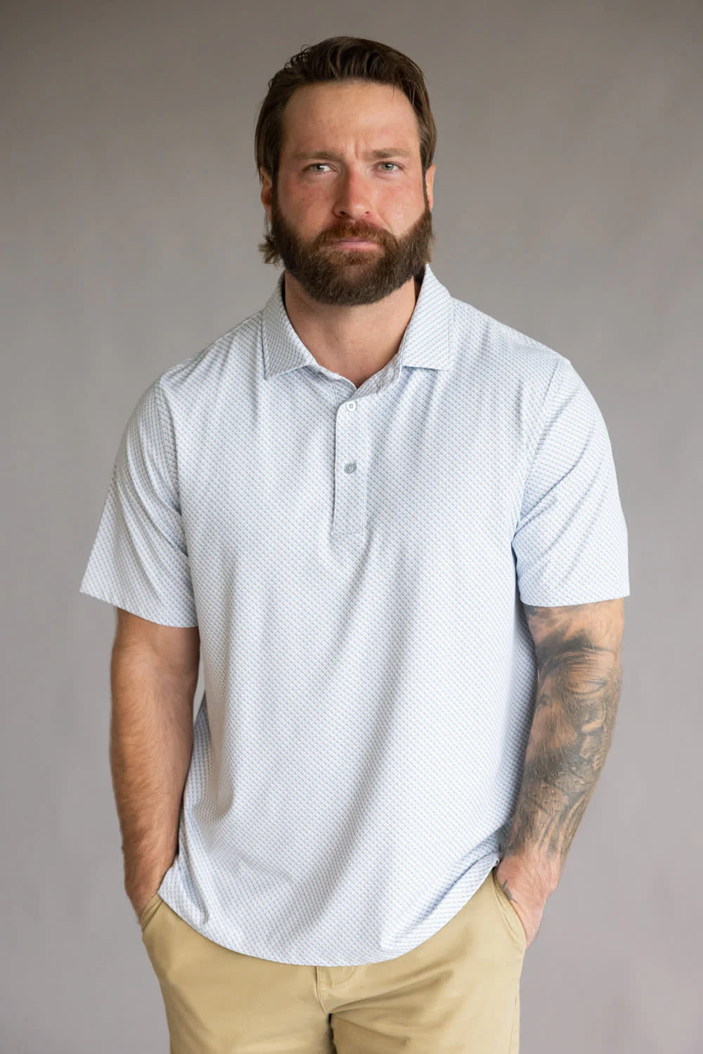 1897 Legends Geometric Polo for Men in Silver | FGM206-SILVER - Image 2