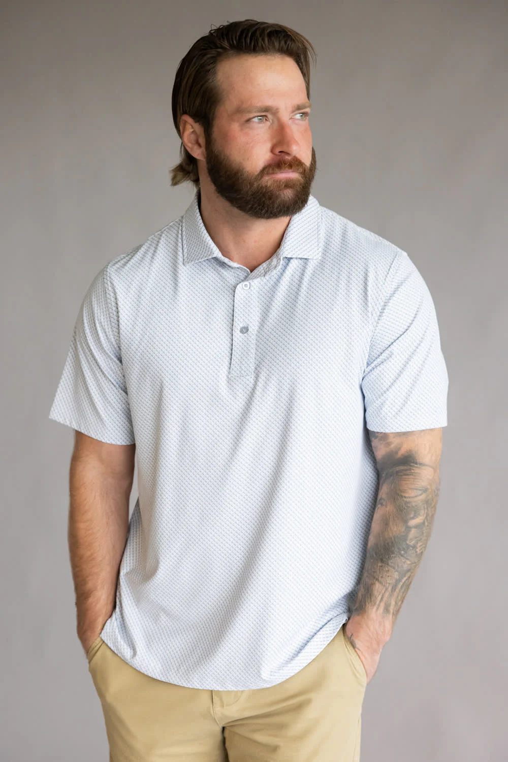 1897 Legends Geometric Polo for Men in Silver | FGM206-SILVER - Image 5