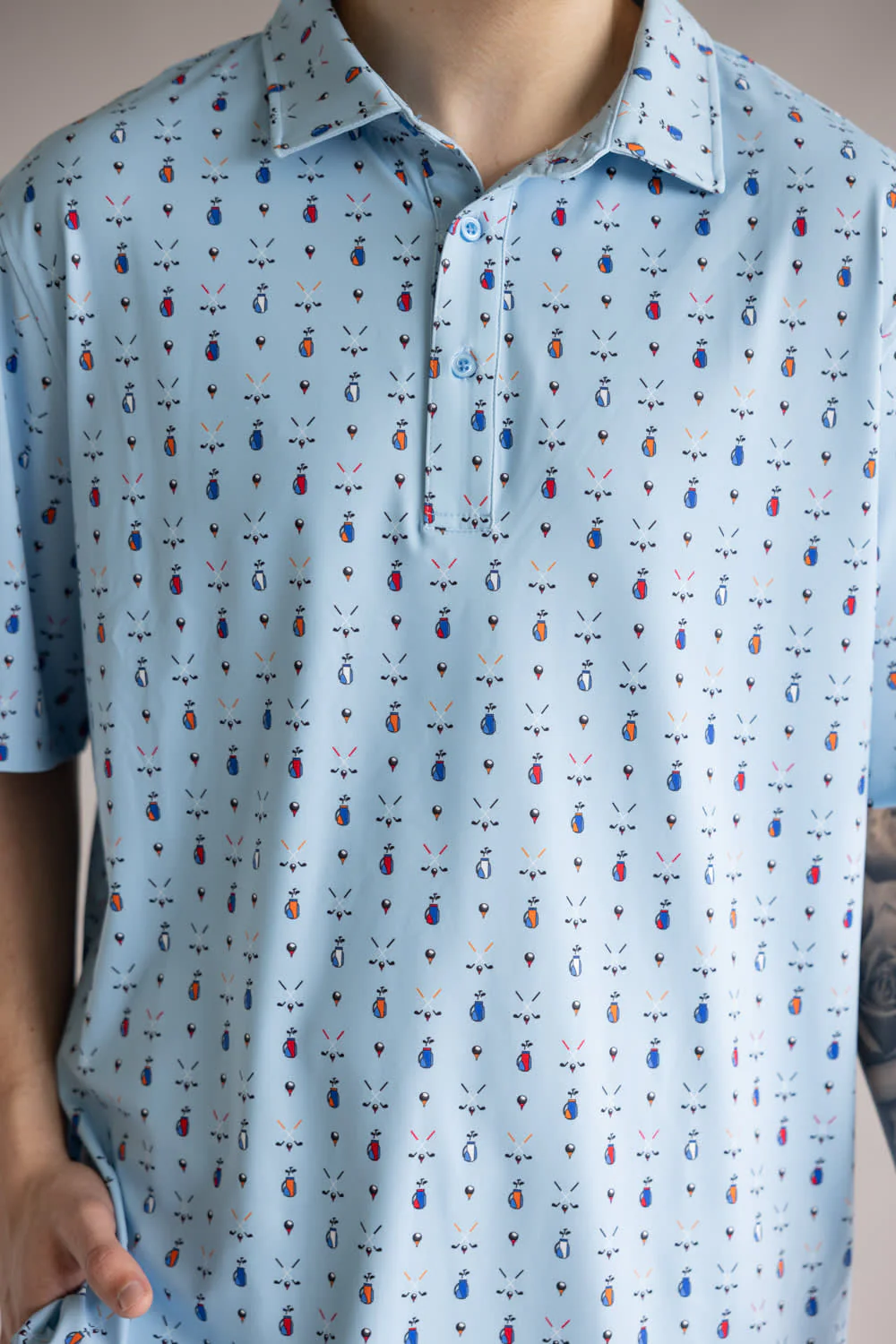 1897 Legends Golf Print Polo for Men in Blue | FGM214-BLUE - Image 2